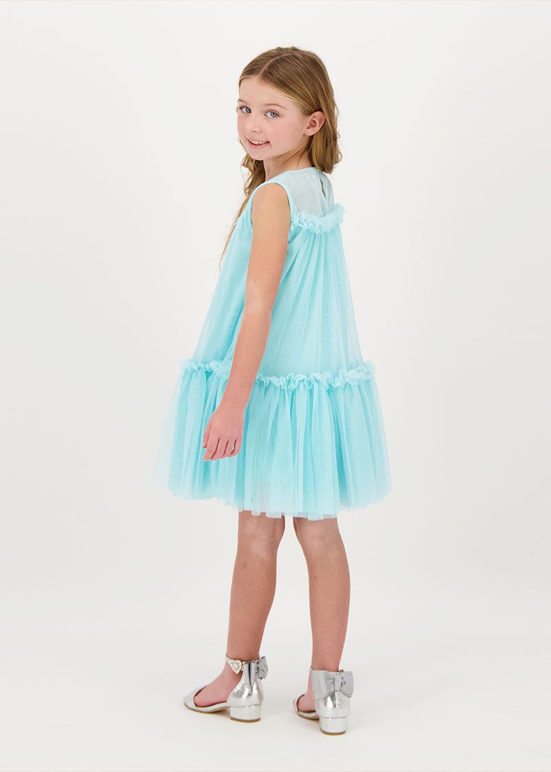 Caria Sleeveless Butterfly Dress Aqua