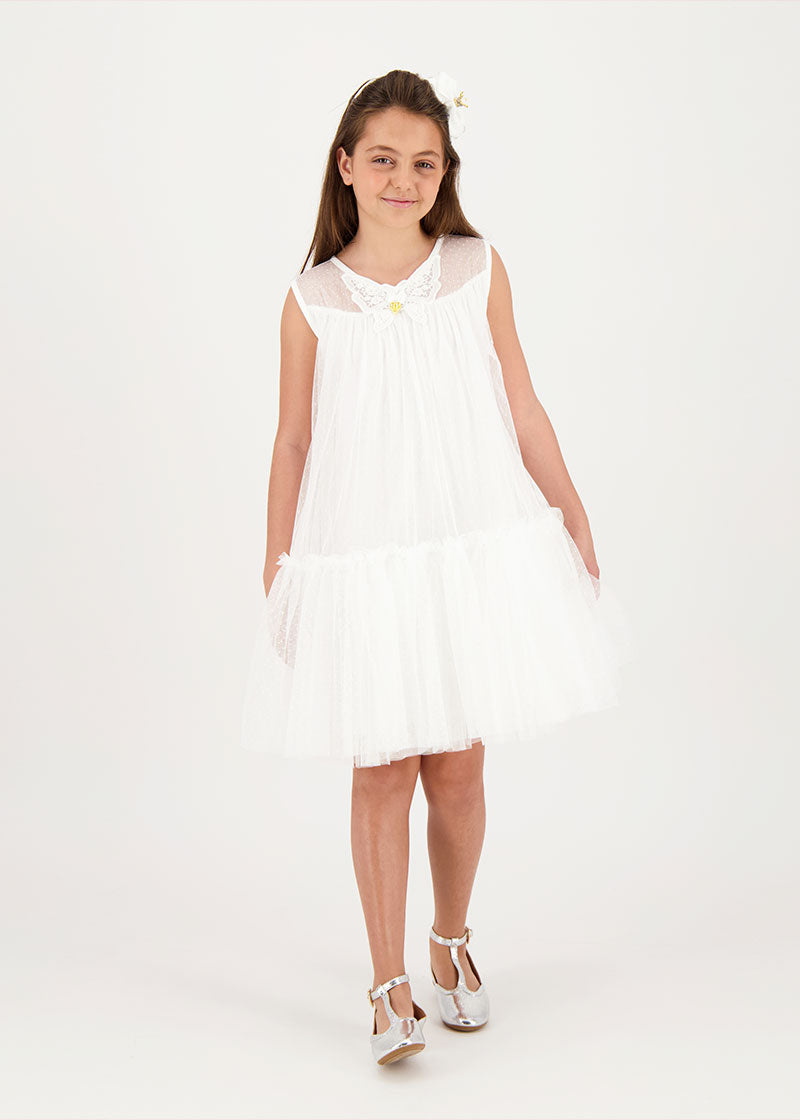 Caria Sleeveless Butterfly Dress Snowdrop