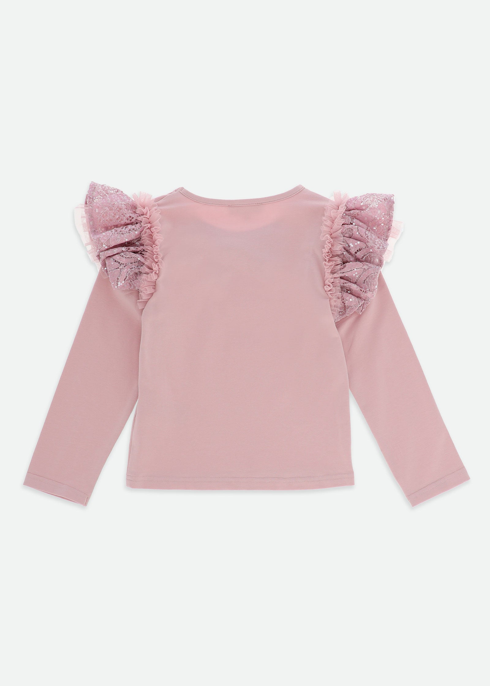 Carina Sequin Lace Bow L/S Top Vintage Rose