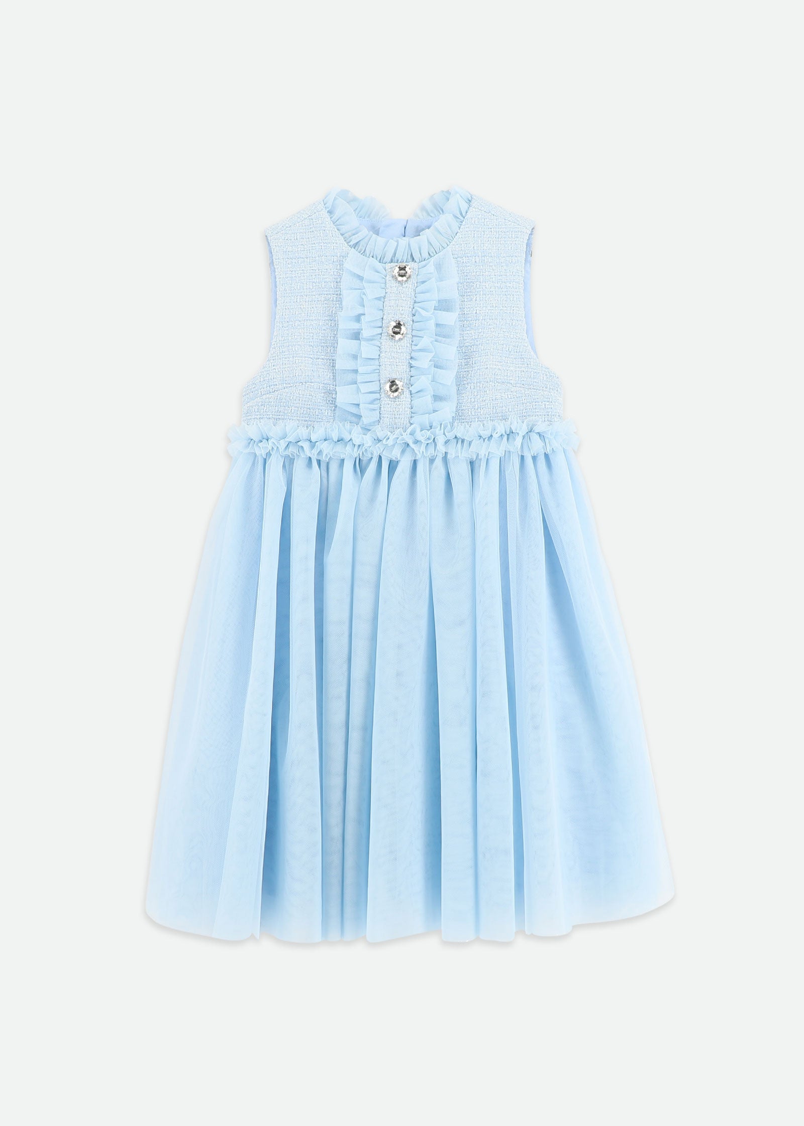 Carla Woven Dress With Tulle Skirt Pretty Blue – Angel's Face
