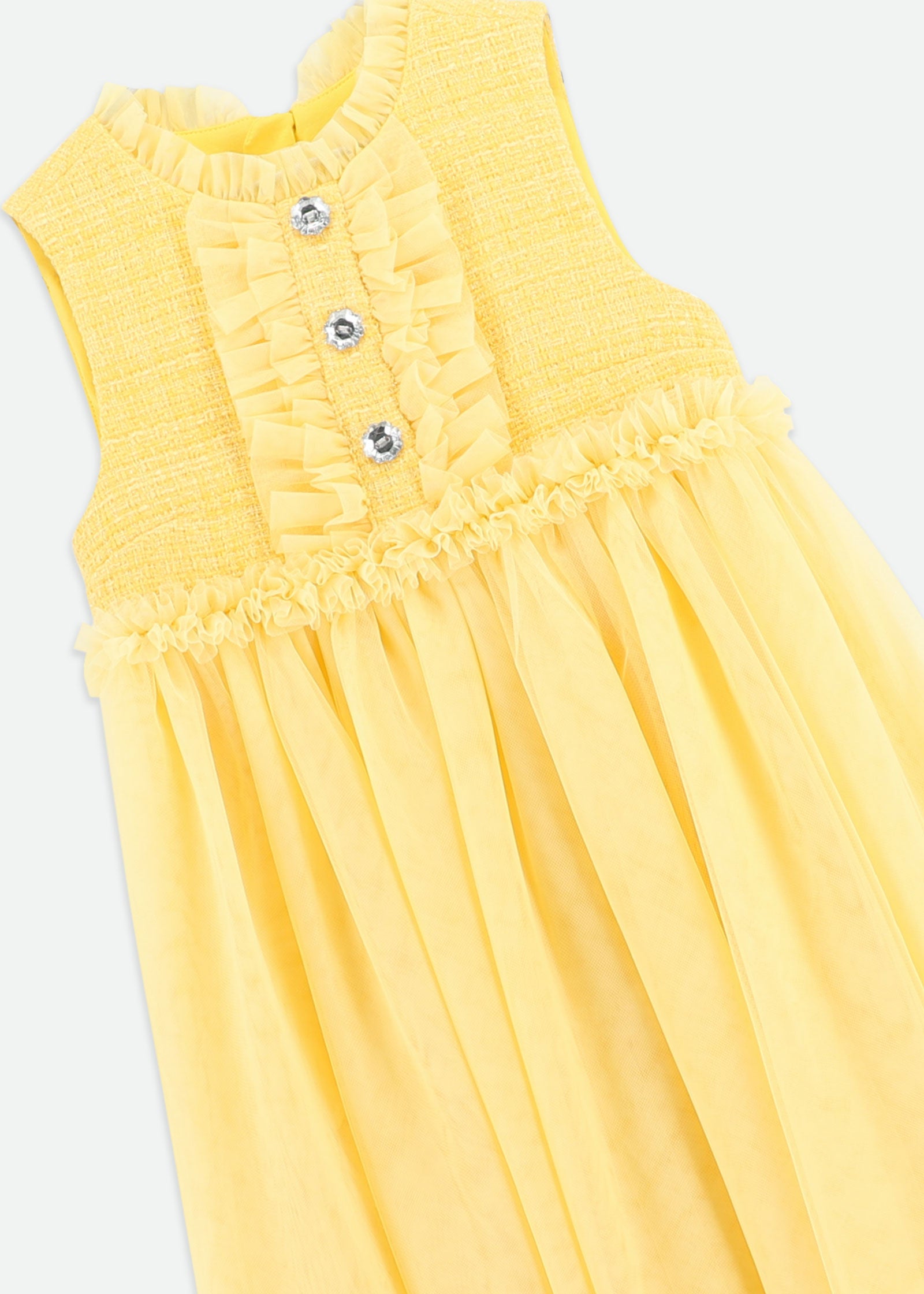 Carla Woven Dress With Tulle Skirt Yellow