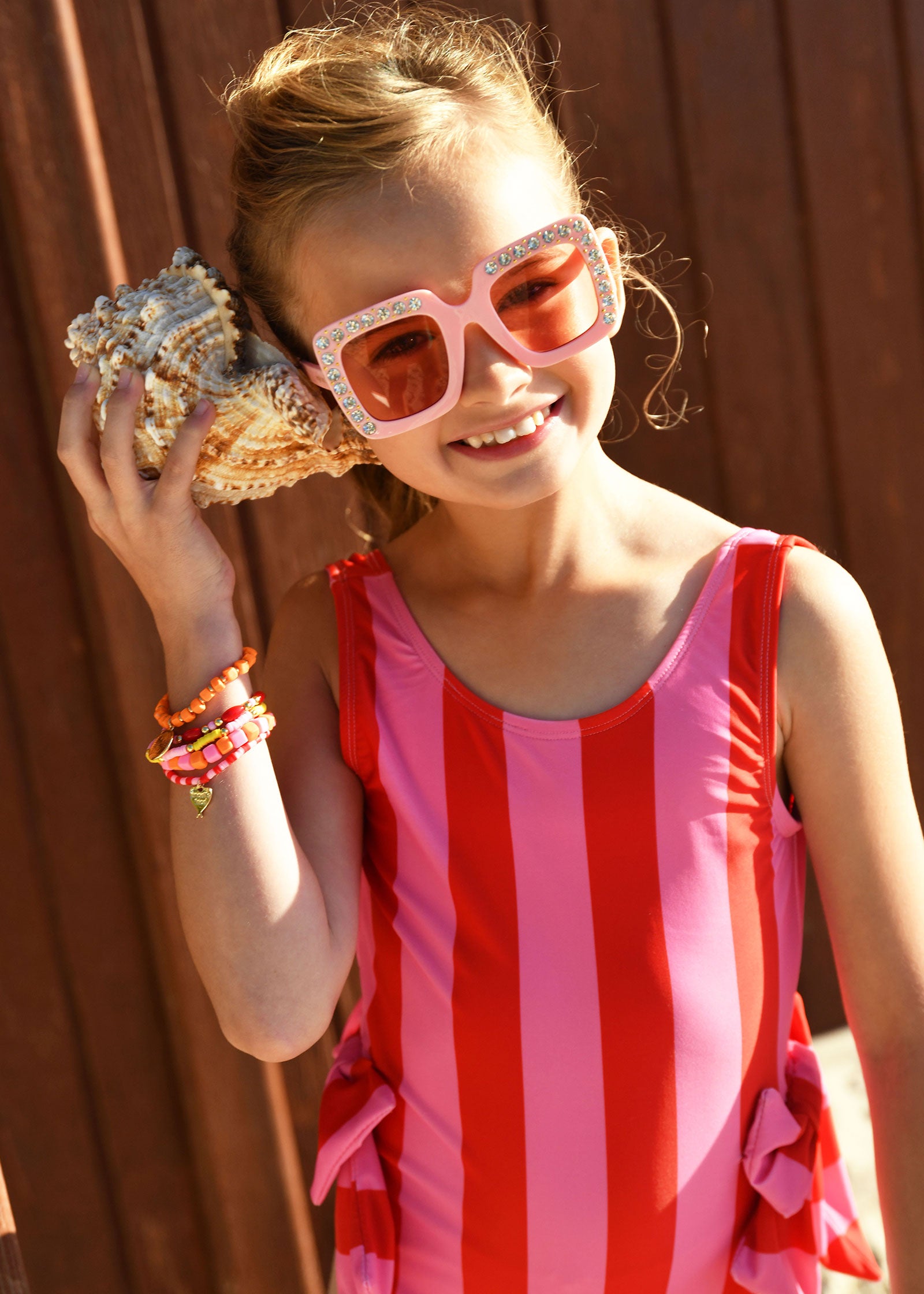 Carly Striped Swimsuit Pink/Red