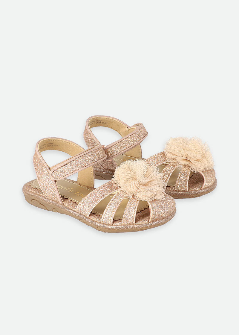 Carmen Corsage Toddler Sandals Rose Gold