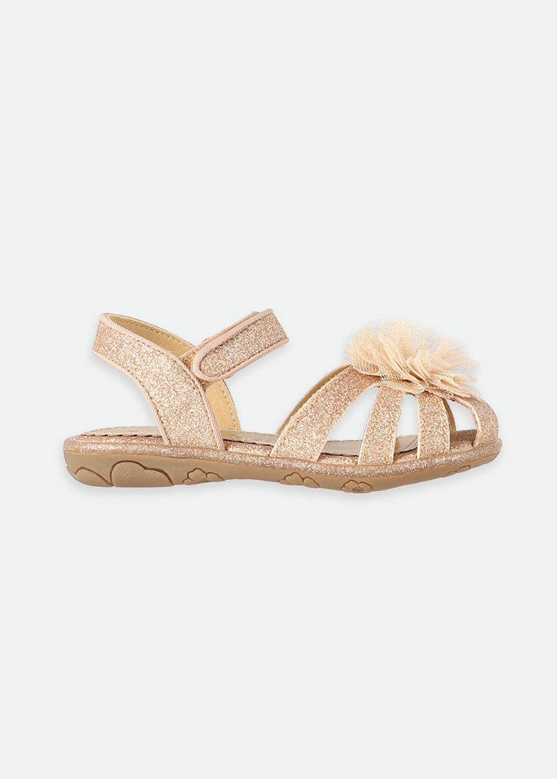 Carmen Corsage Toddler Sandals Rose Gold