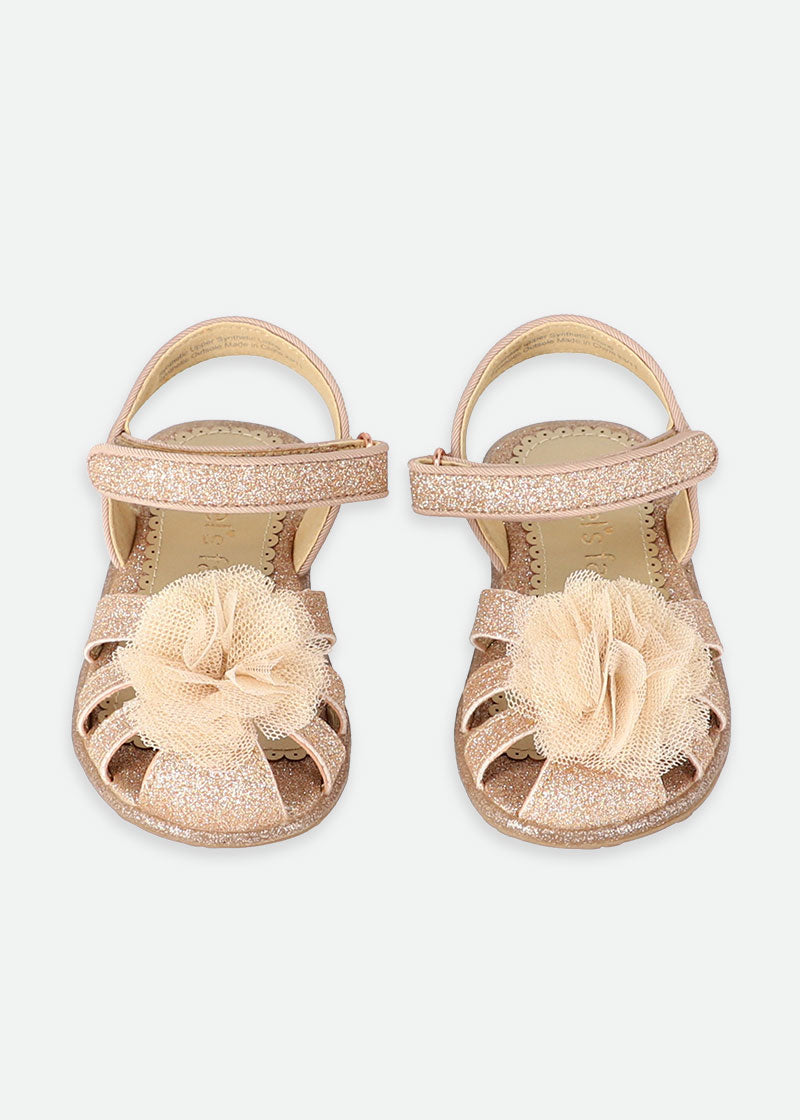 Carmen Corsage Toddler Sandals Rose Gold