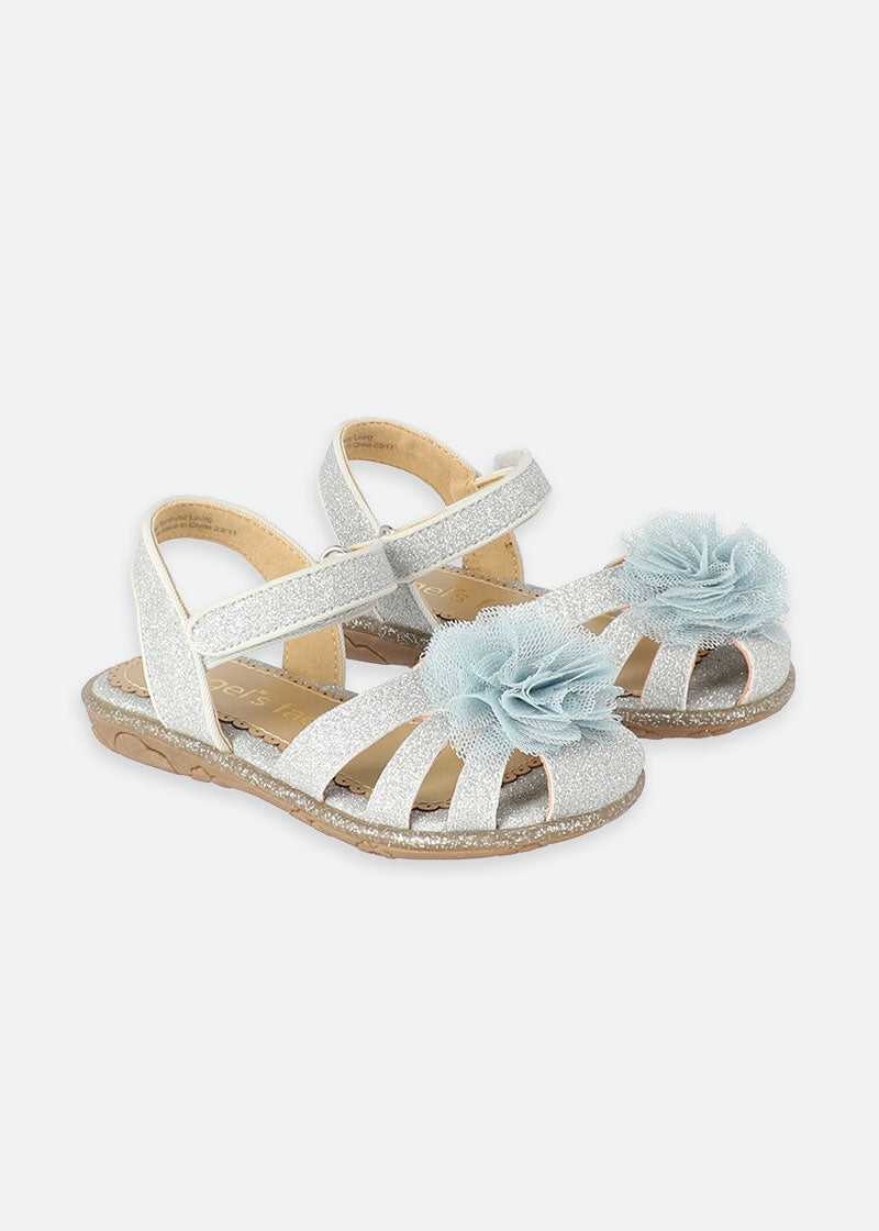 Carmen Corsage Toddler Sandals Silver