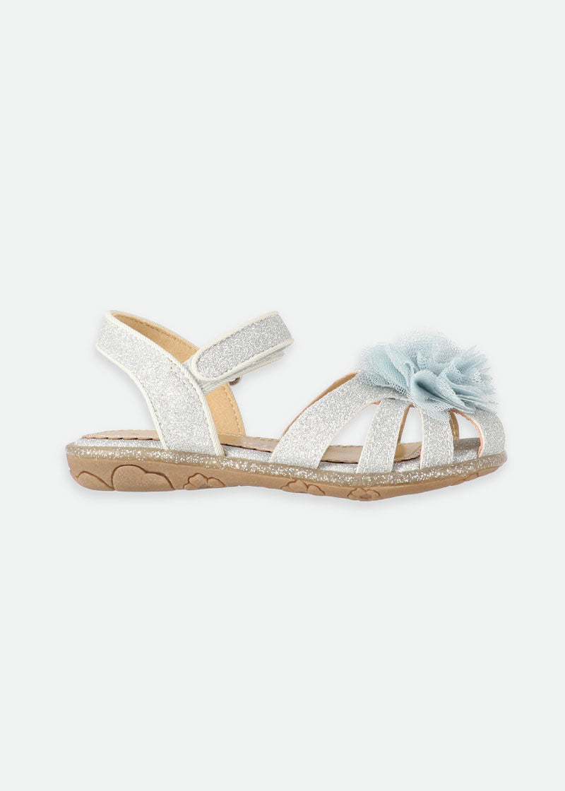 Carmen Corsage Toddler Sandals Silver