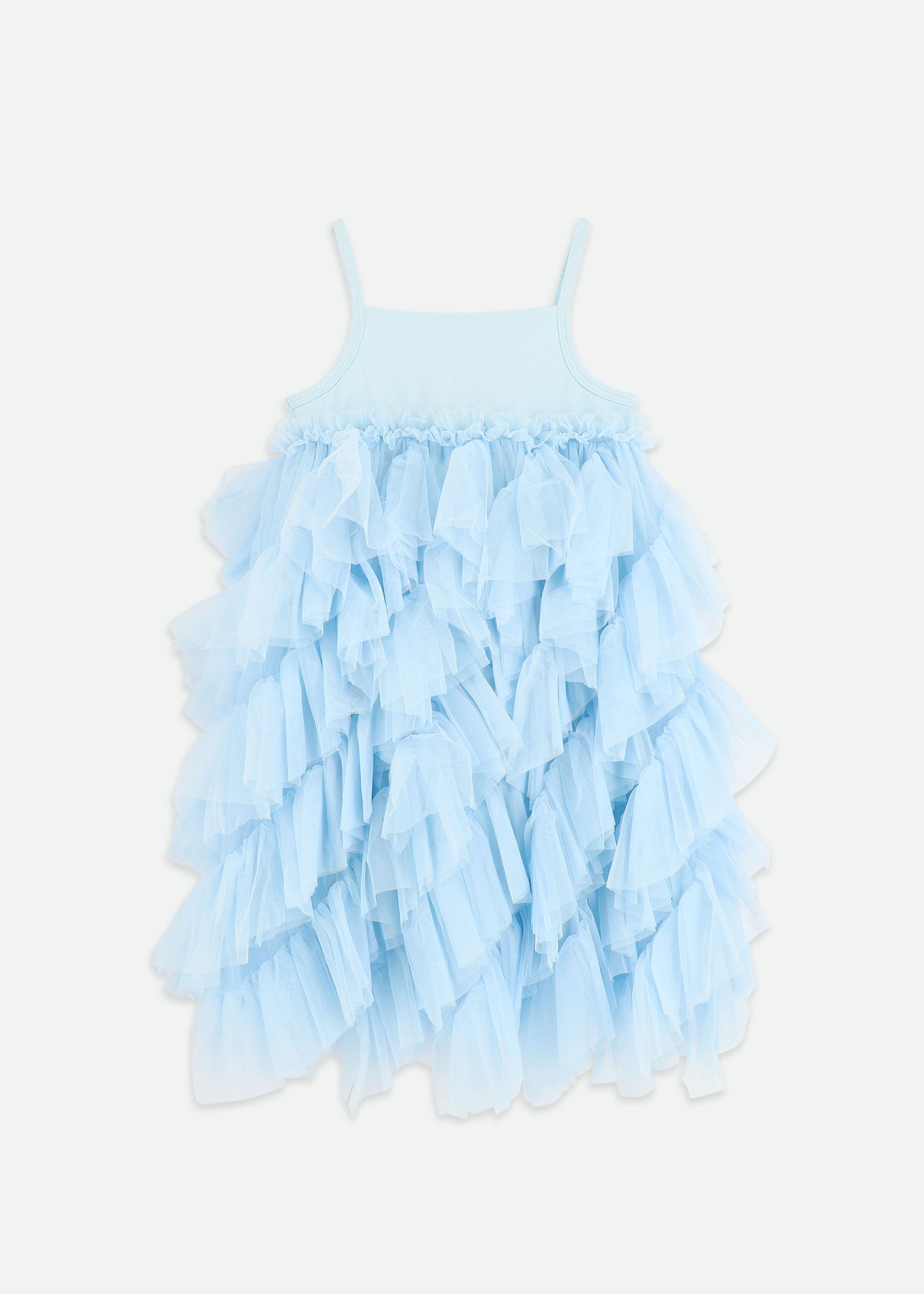 Casacade Waterfall Tulle Strappy Dress Pale Blue