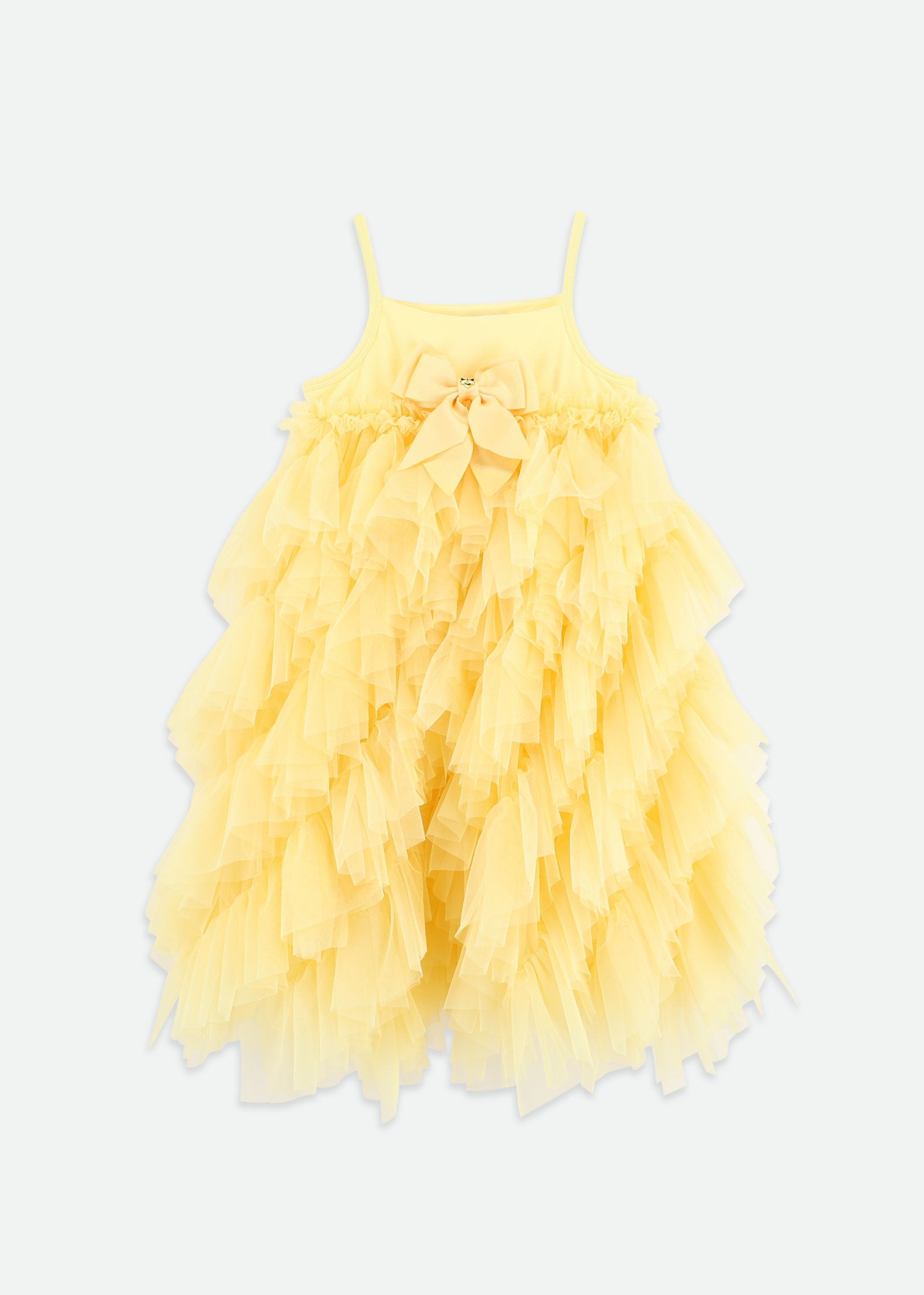 Cascade Waterfall Tulle Strappy Dress Yellow – Angel's Face