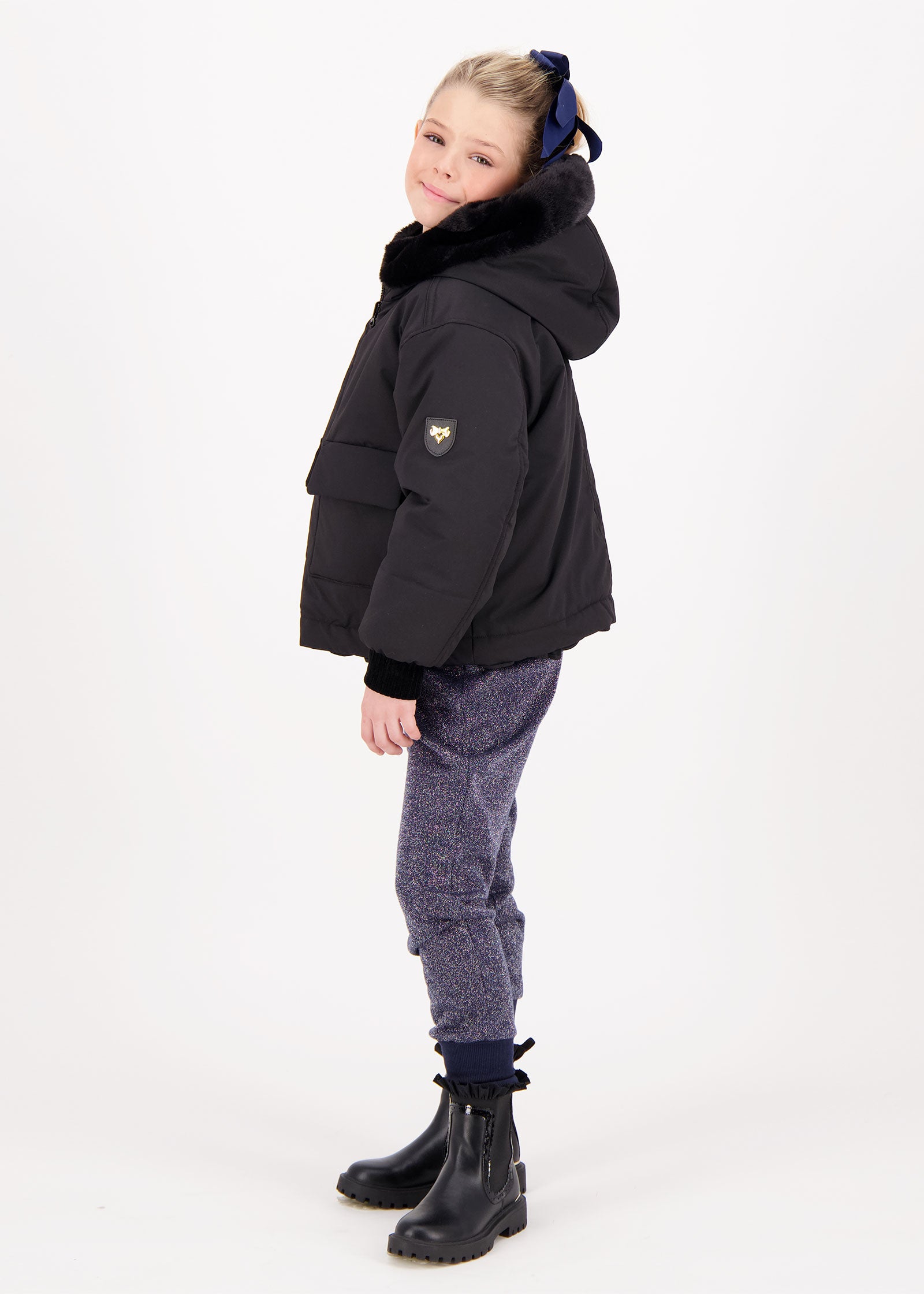 Cathleen Reversible Hooded Coat Black