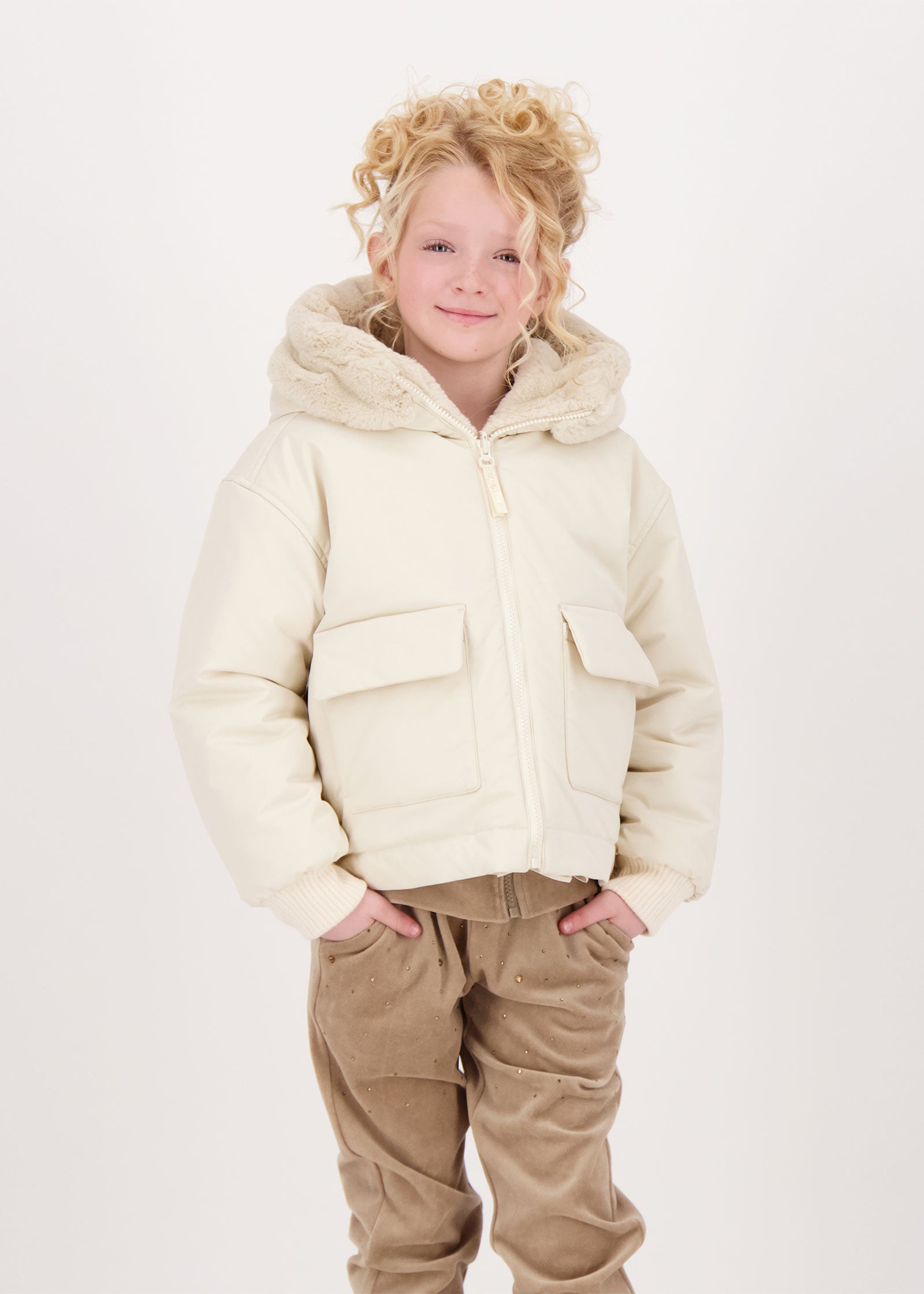 Cathleen Reversible Hooded Coat Sand