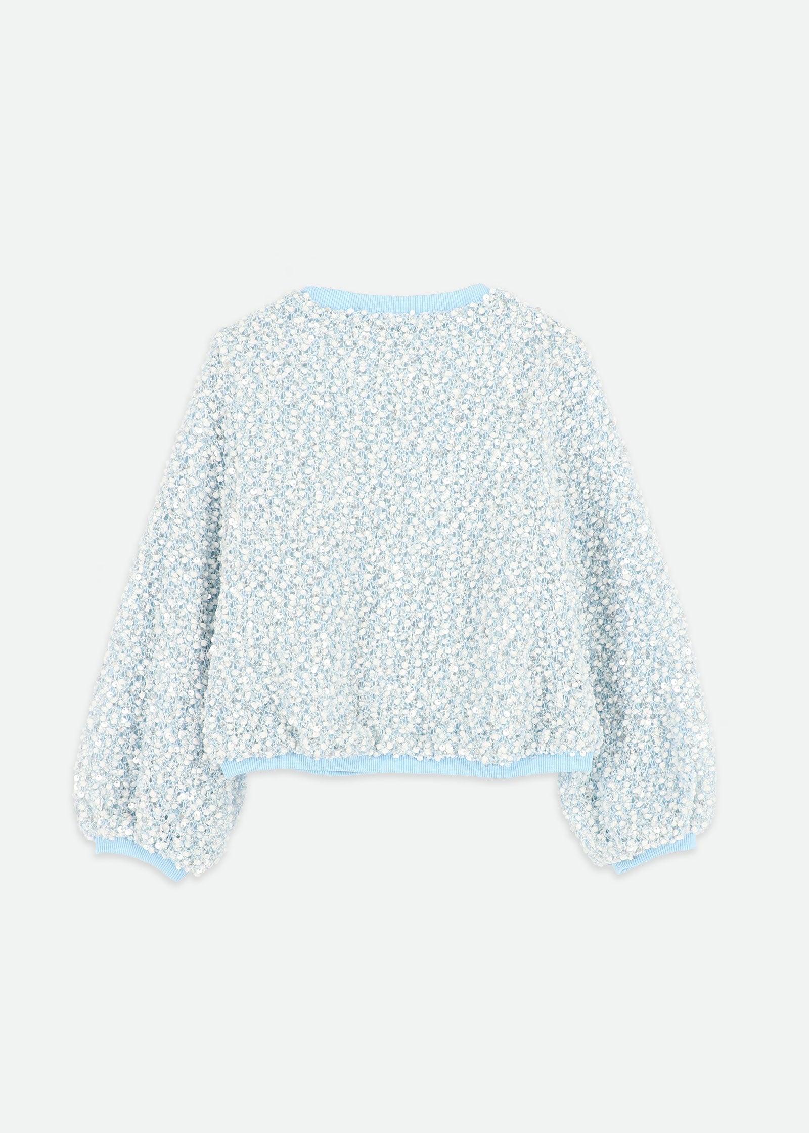 Cedar Boucle Sequin Top Pale Blue