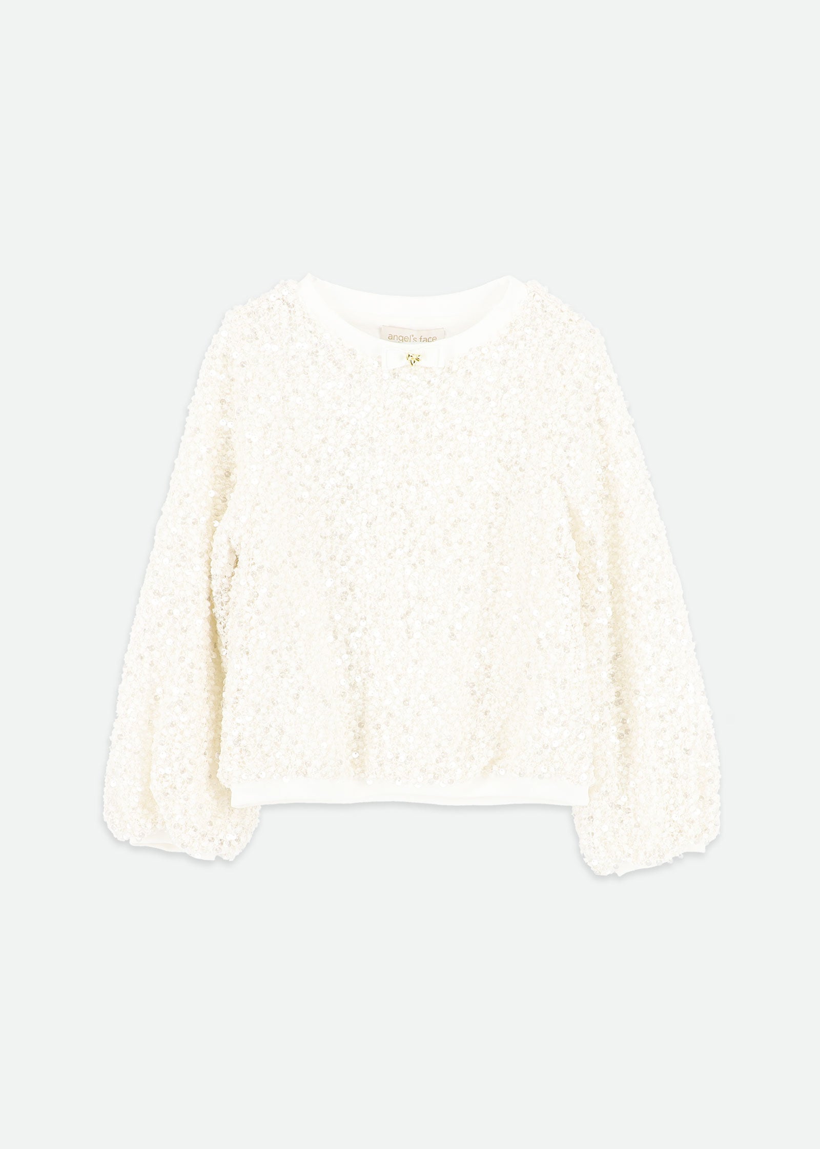Cedar Boucle Sequin Top Snowdrop
