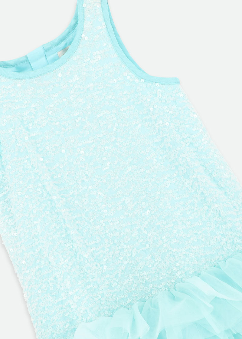 Charleston Sequin Dress Aqua Marine