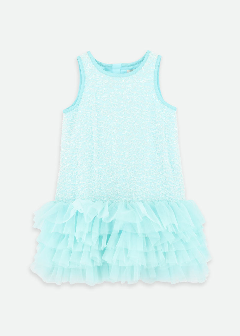 Charleston Sequin Dress Aqua Marine