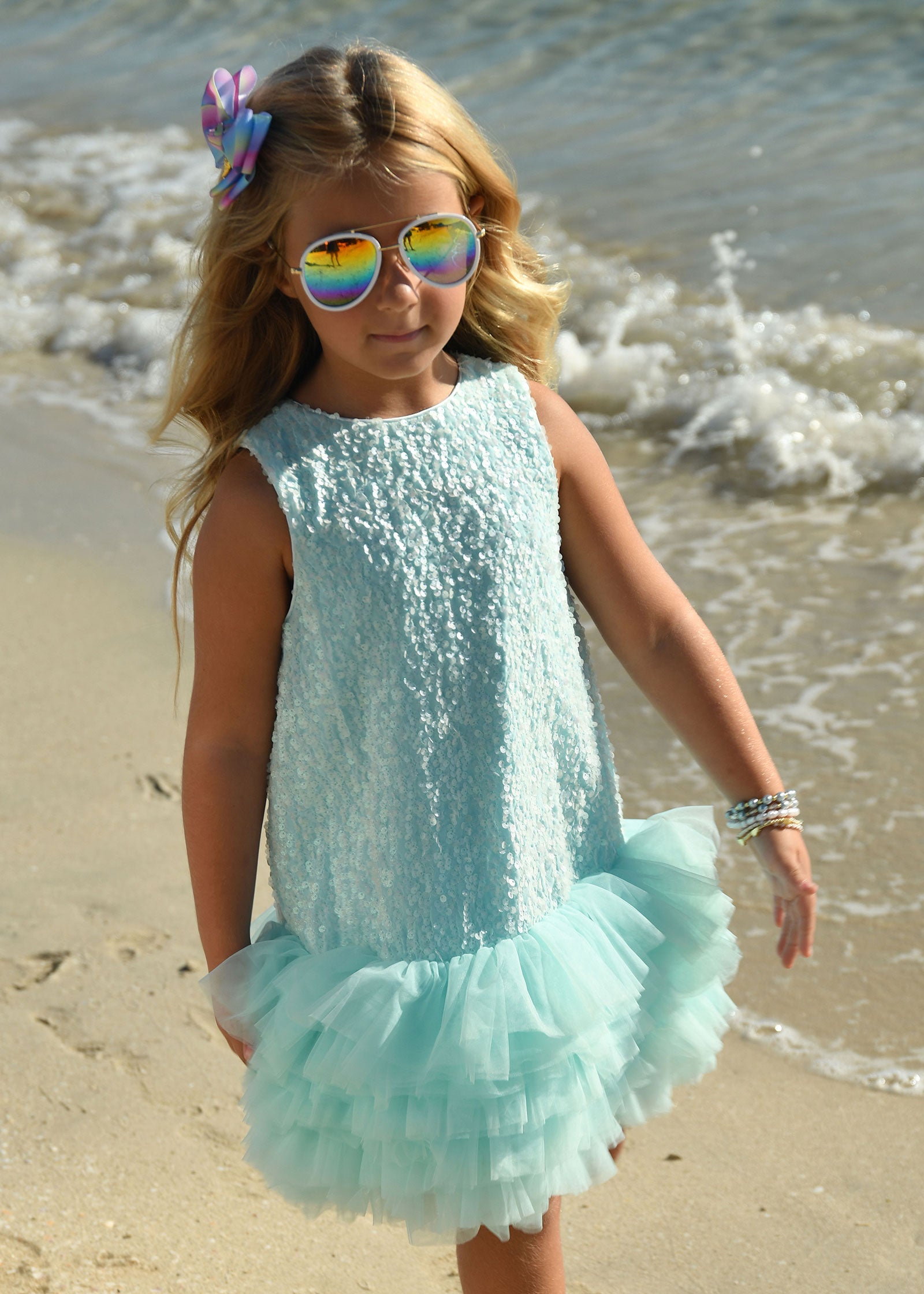 Charleston Sequin Dress Aqua Marine