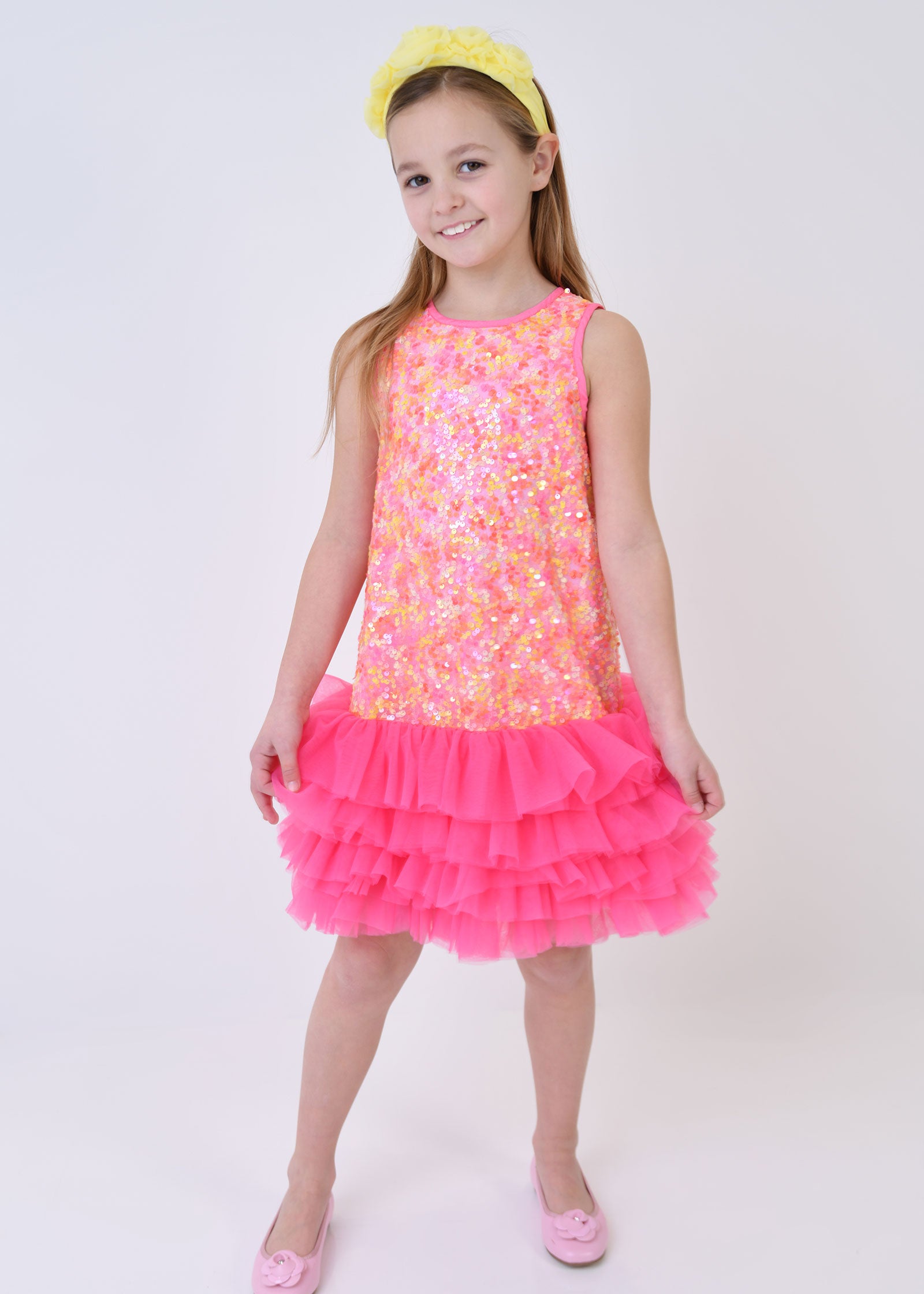 Charleston Sequin/Tulle Dress Pink Multi