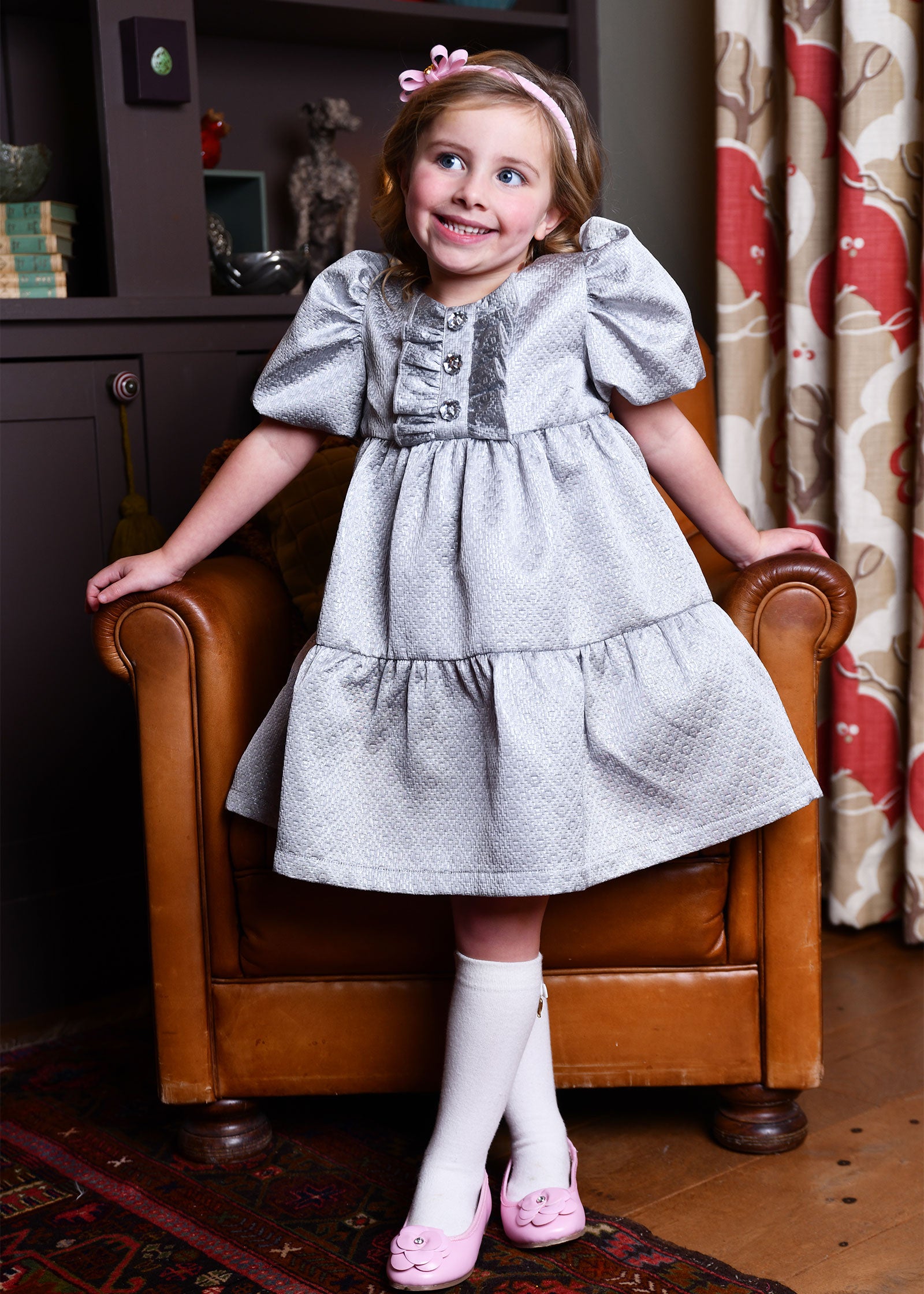 Charmaine Jacquard Dress Platinum