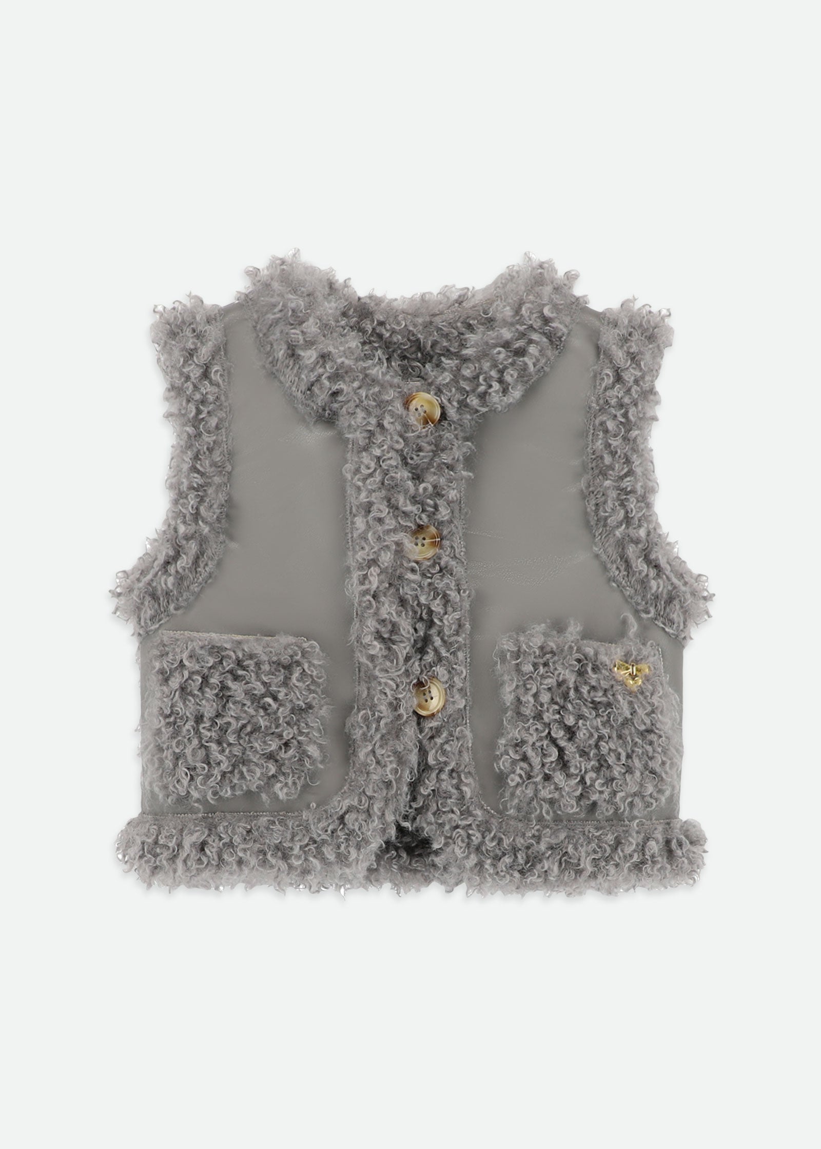 Cher Curly Fur Gilet Grey