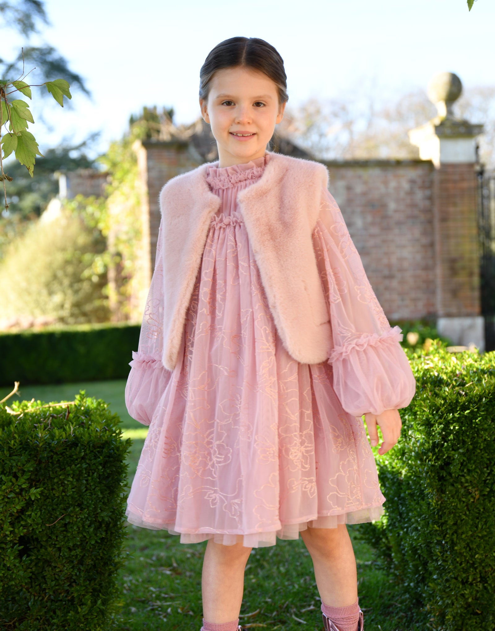 Cher Fur Metallic Gilet Pink