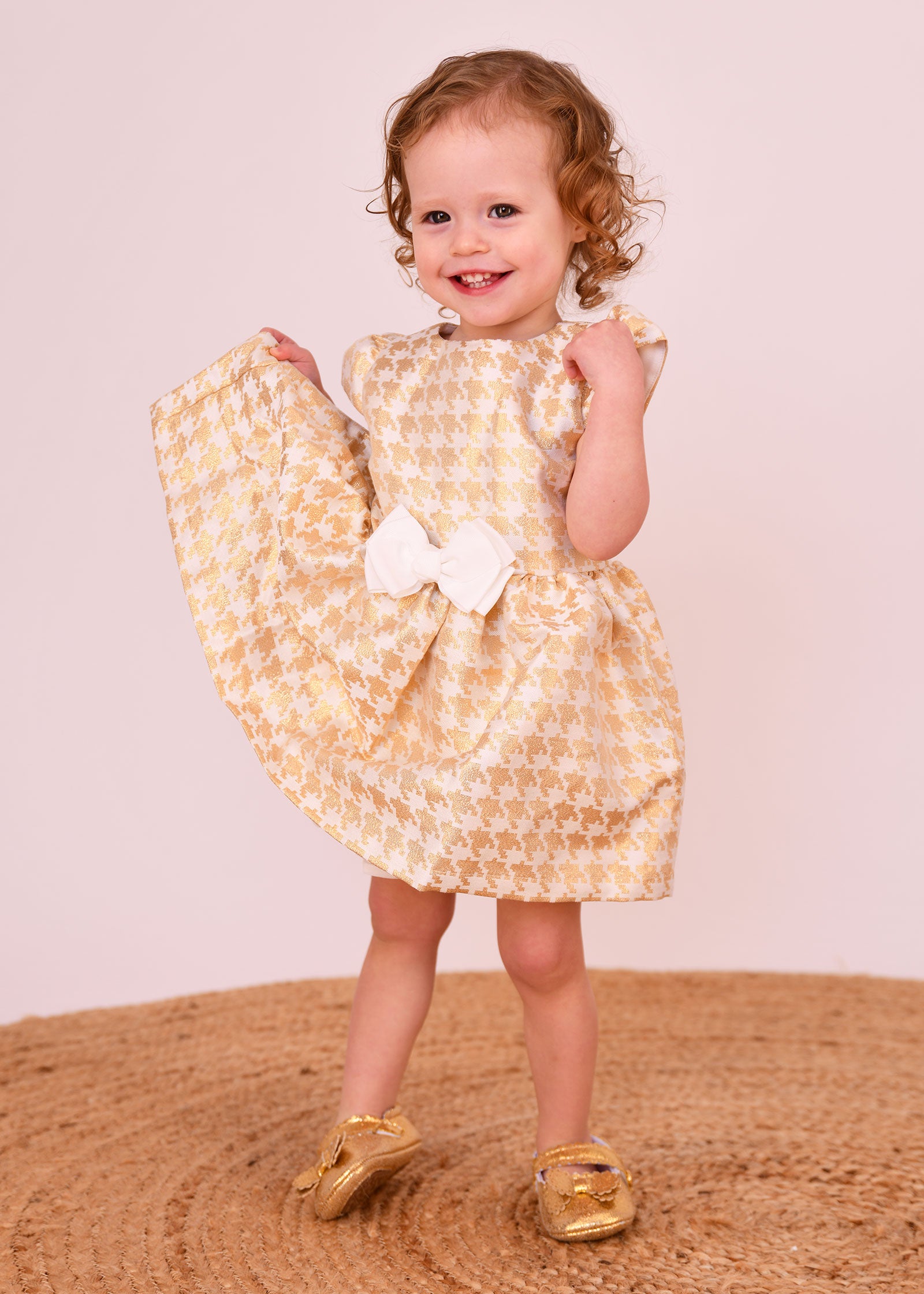 Chess Baby Houndstooth Dress Snowdrop