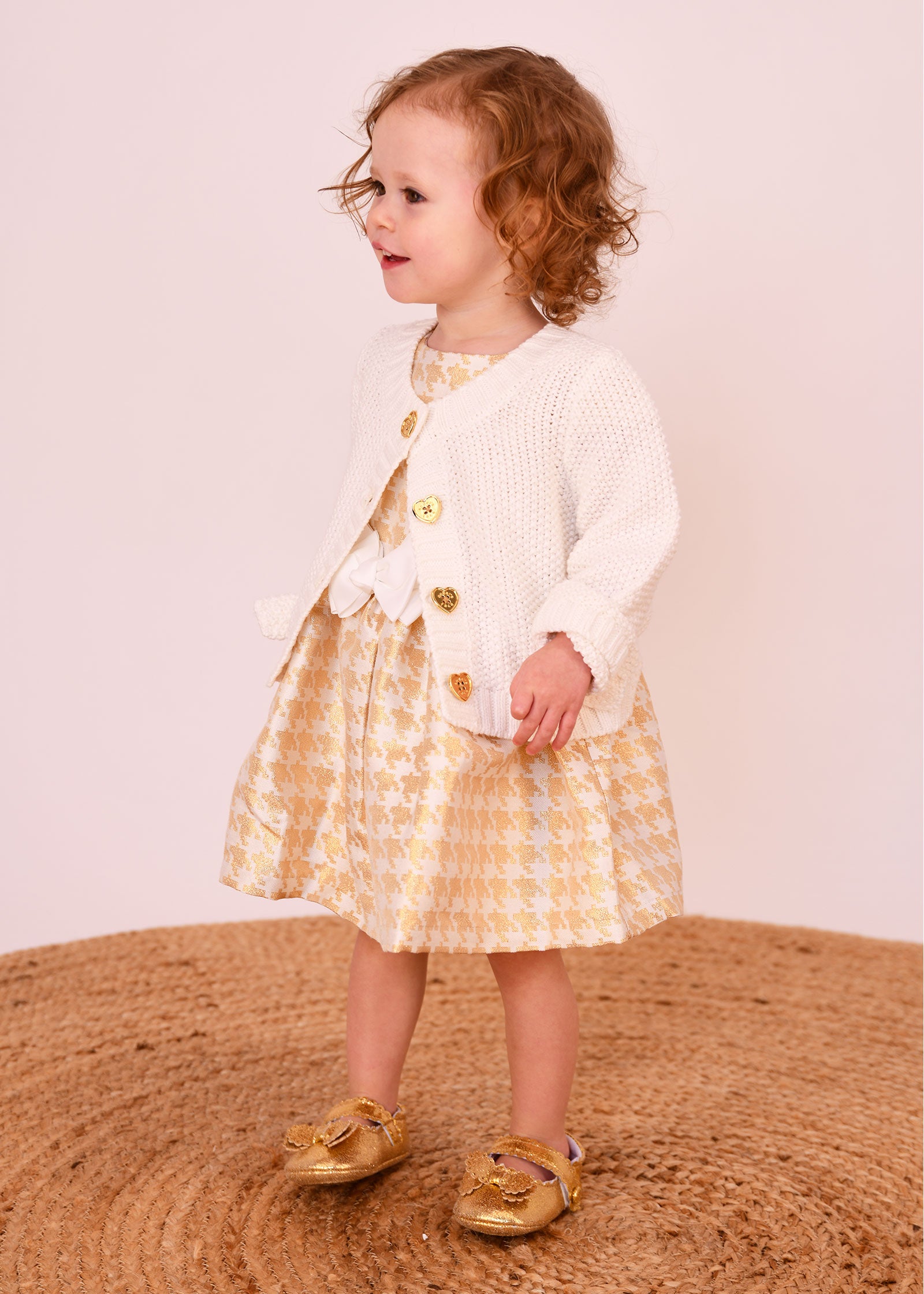 Chess Baby Houndstooth Dress Snowdrop