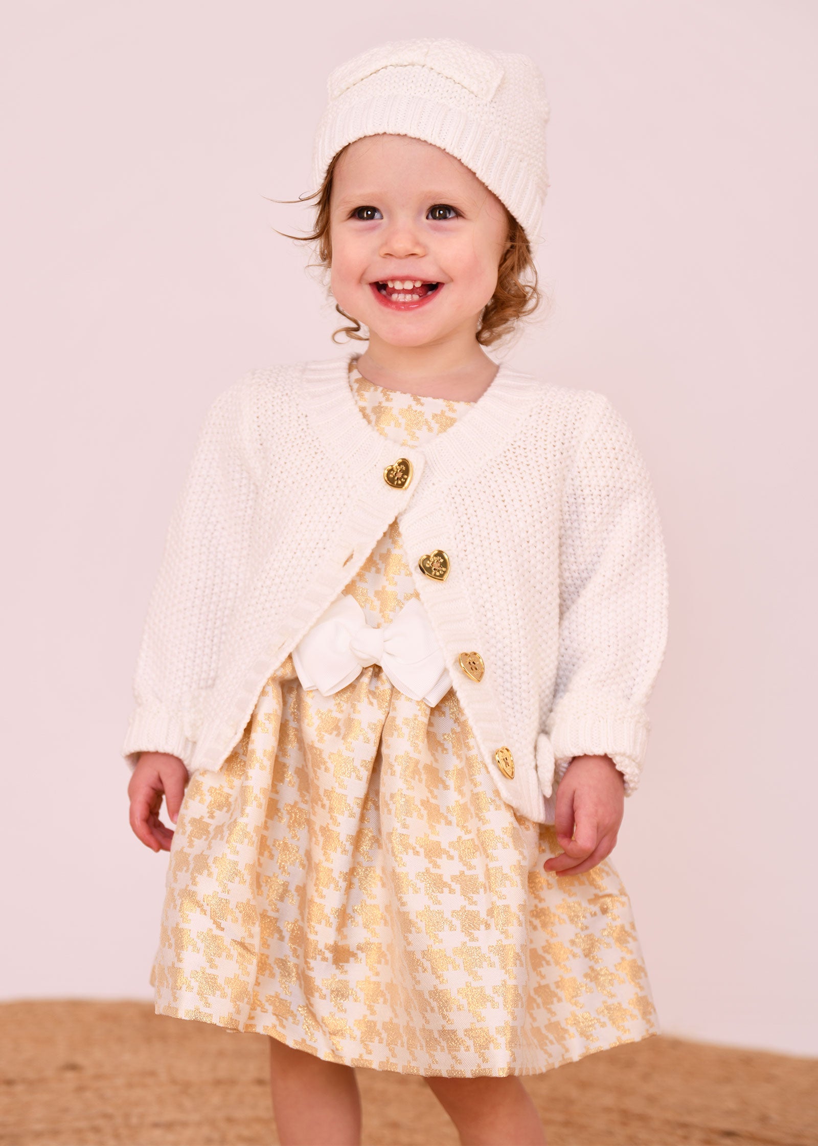 Chess Baby Houndstooth Dress Snowdrop