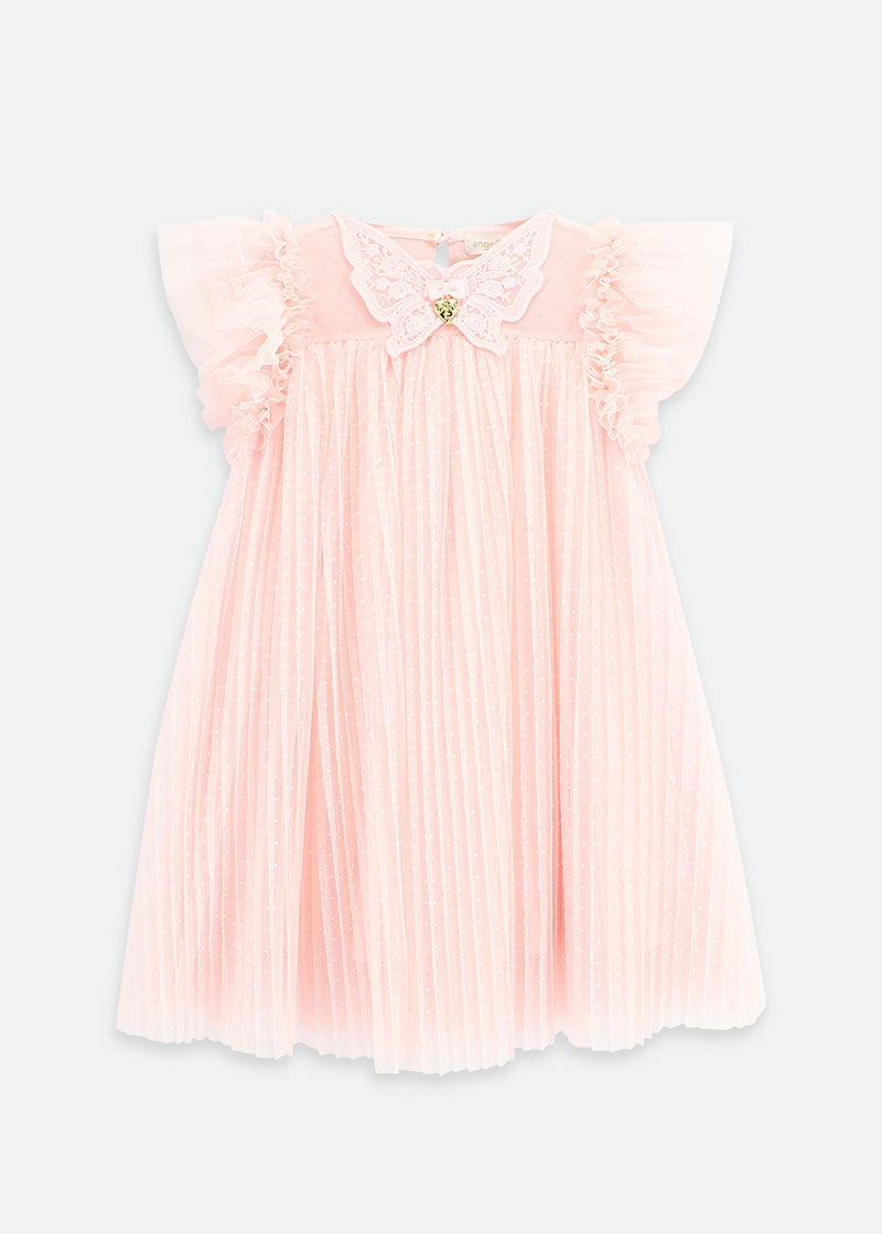 Cho Spotted Tulle Butterfly Dress Pale Pink