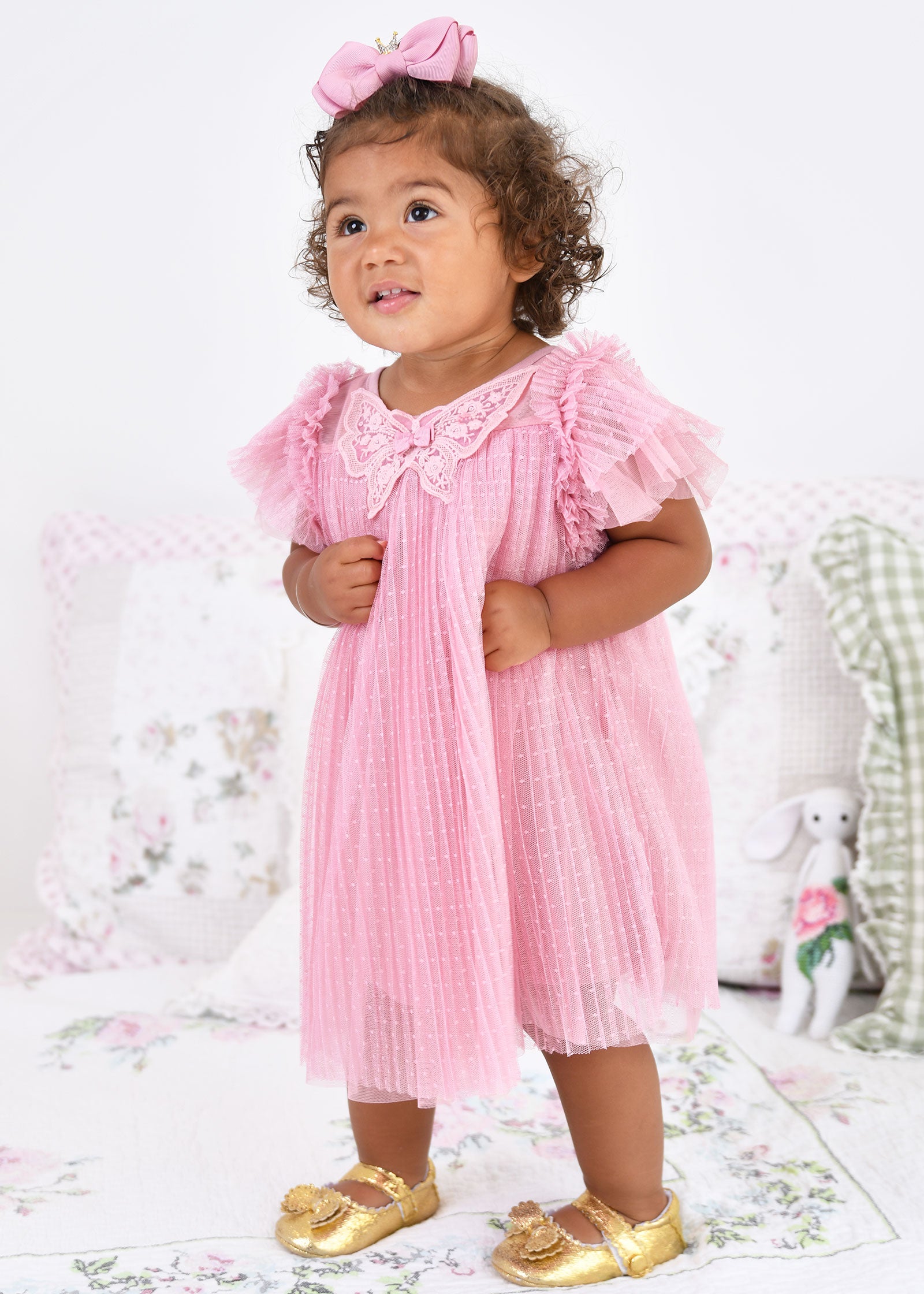 Cho Baby Butterfly Dress Tea Rose