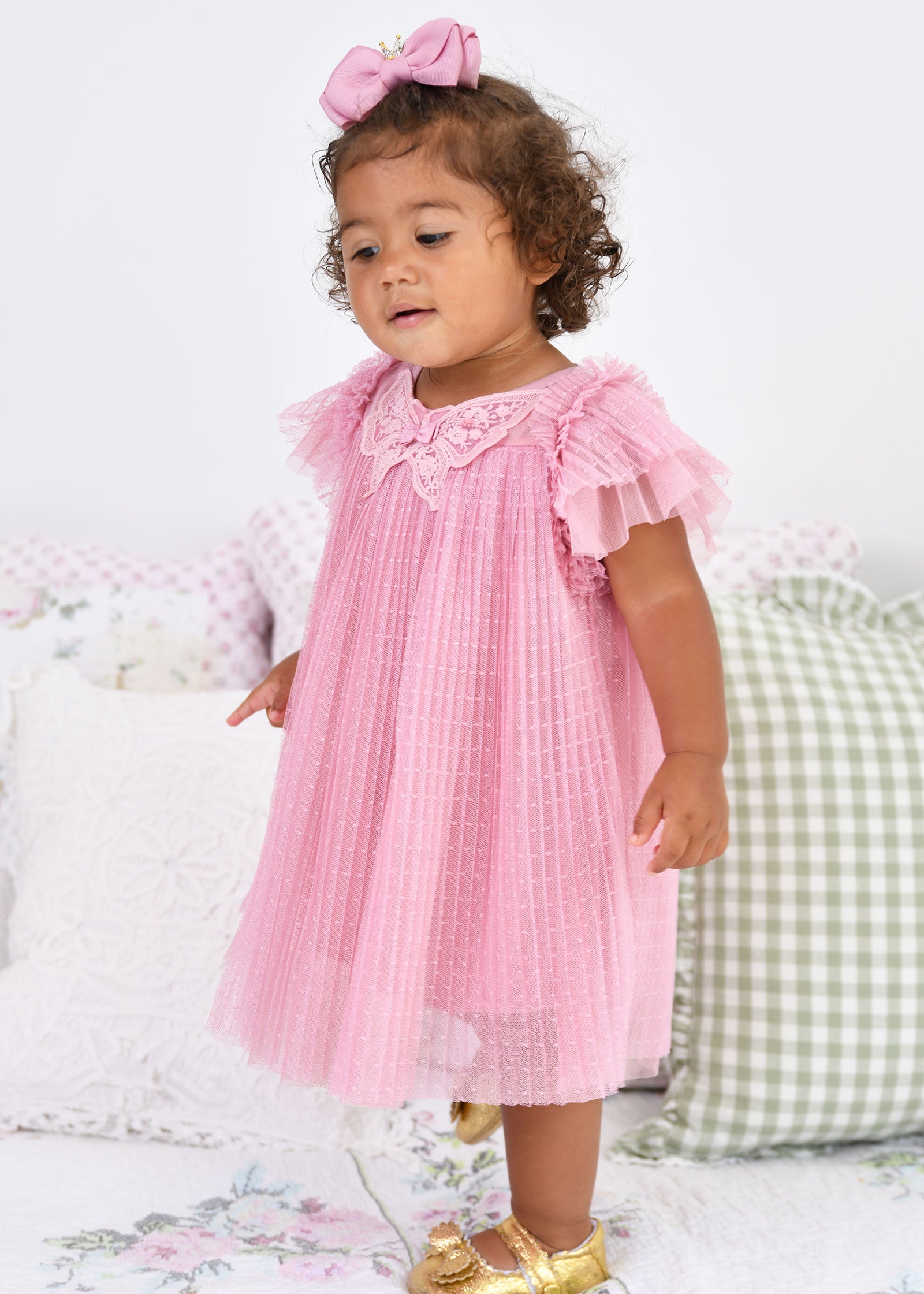 Cho Baby Butterfly Dress Tea Rose