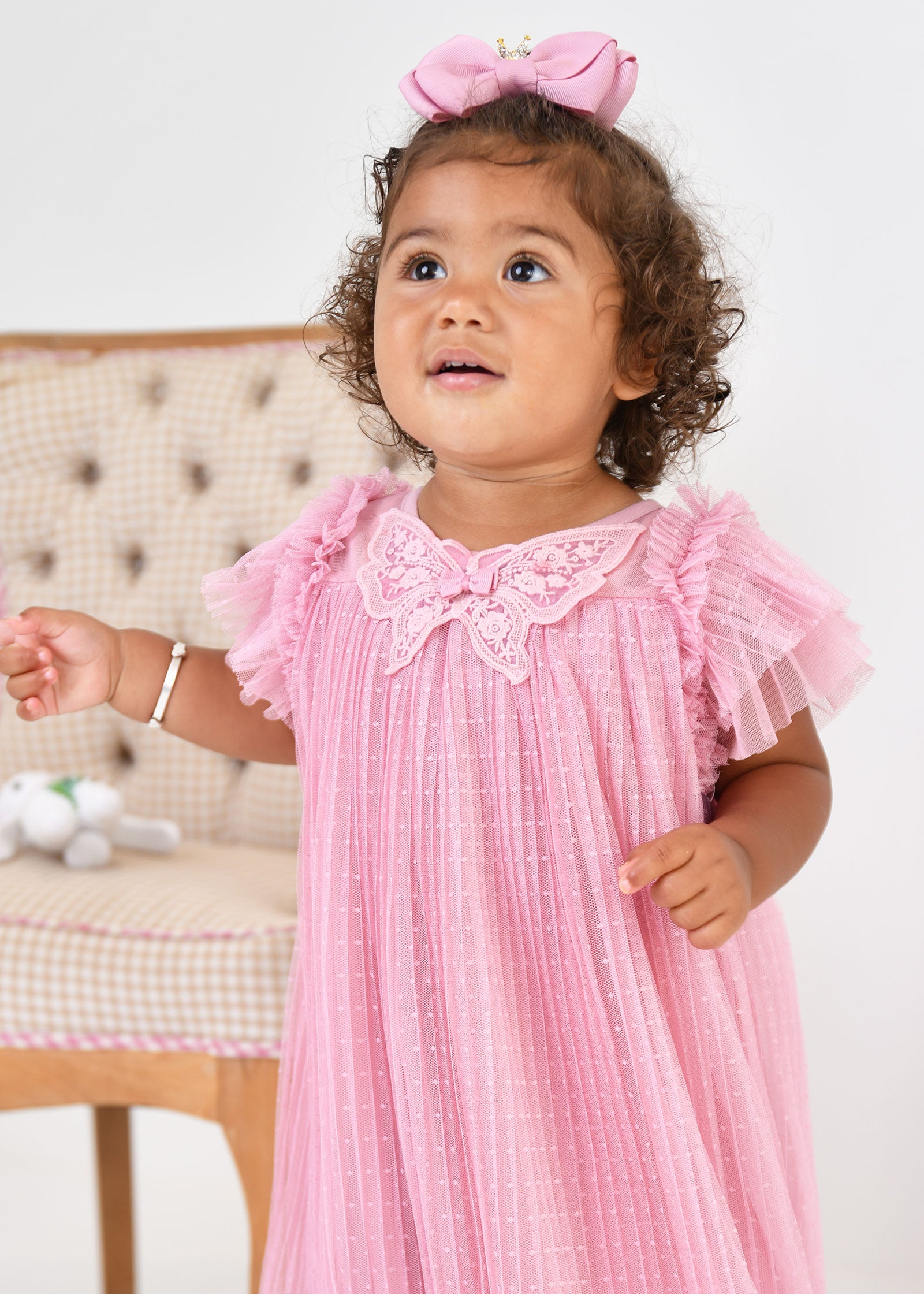 Cho Baby Butterfly Dress Tea Rose