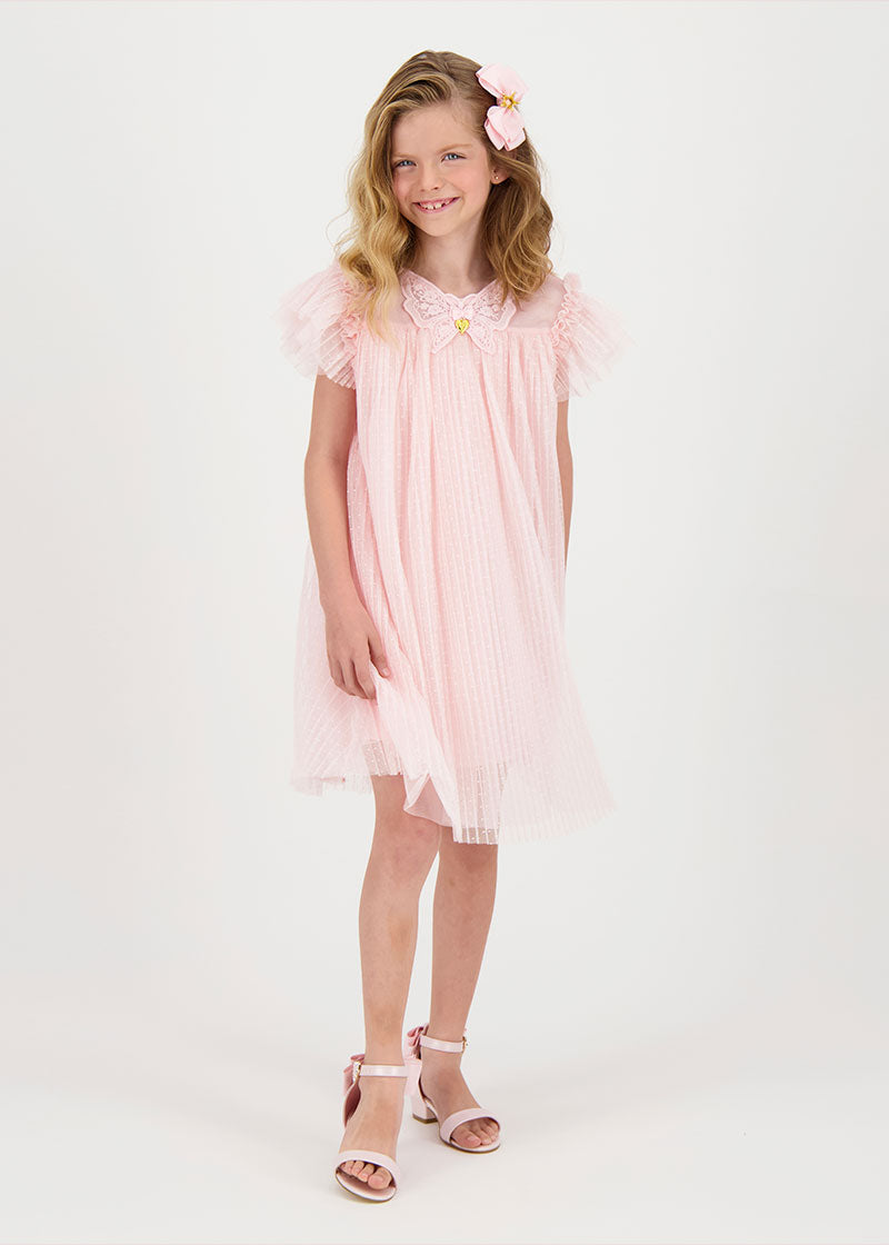 Cho Spotted Tulle Butterfly Dress Pale Pink