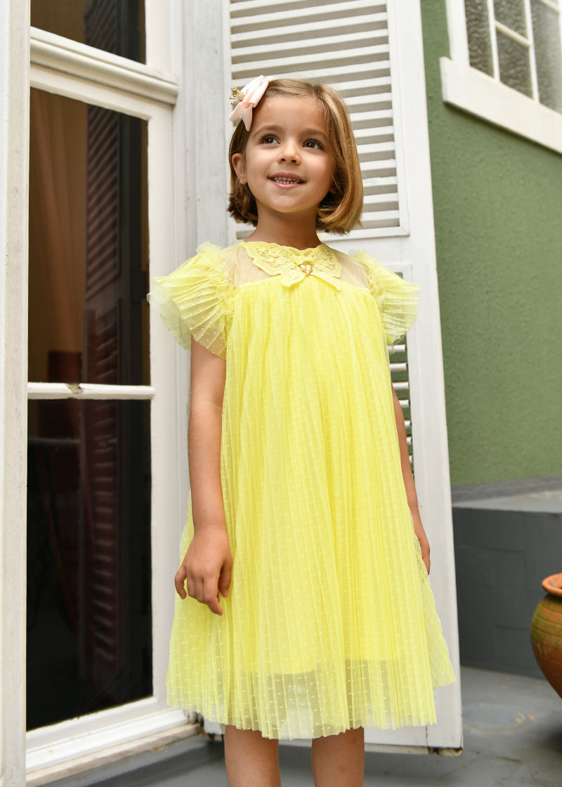 Cho Spotted Tulle Butterfly Dress Sherbert