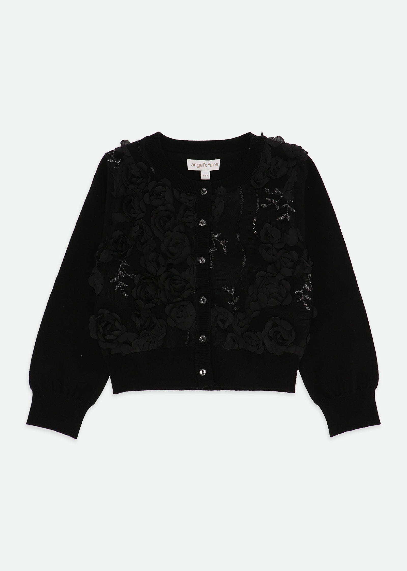Chris Sequin And 3D Flower Cardigan Black