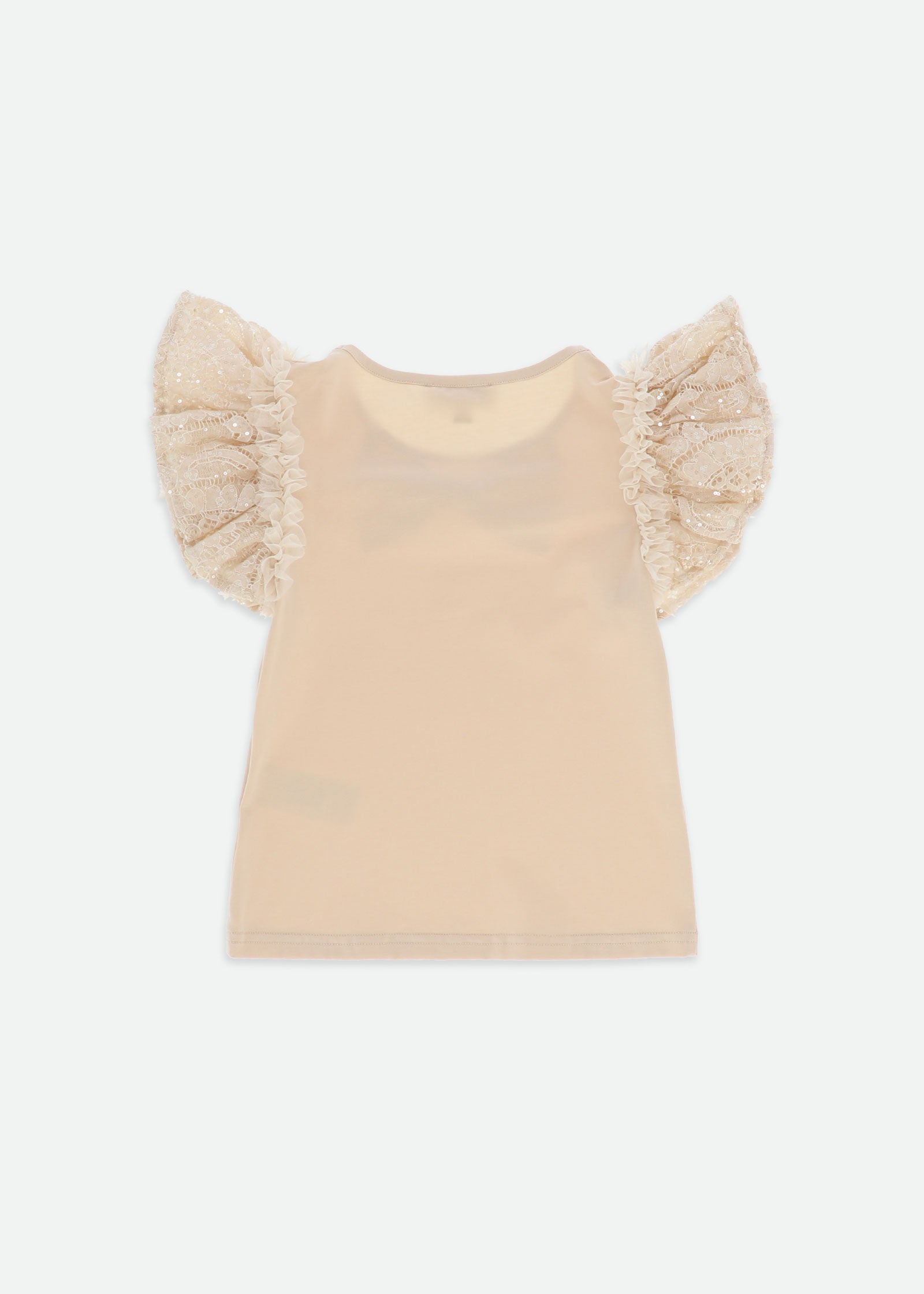 Coleen Sequin Lace Bow Top Biscuit