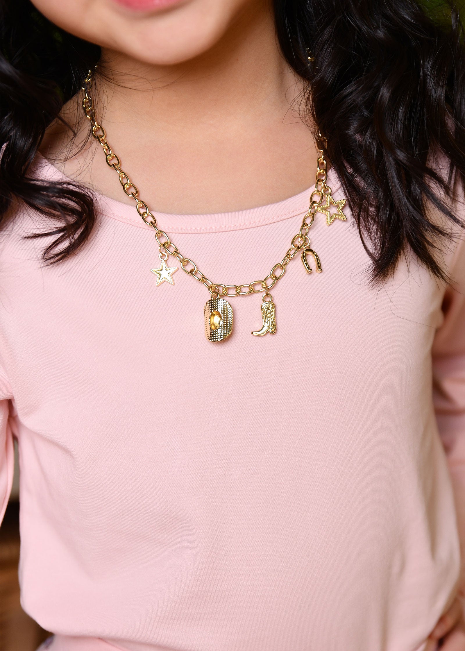 Cowgirl Charm Necklace Gold