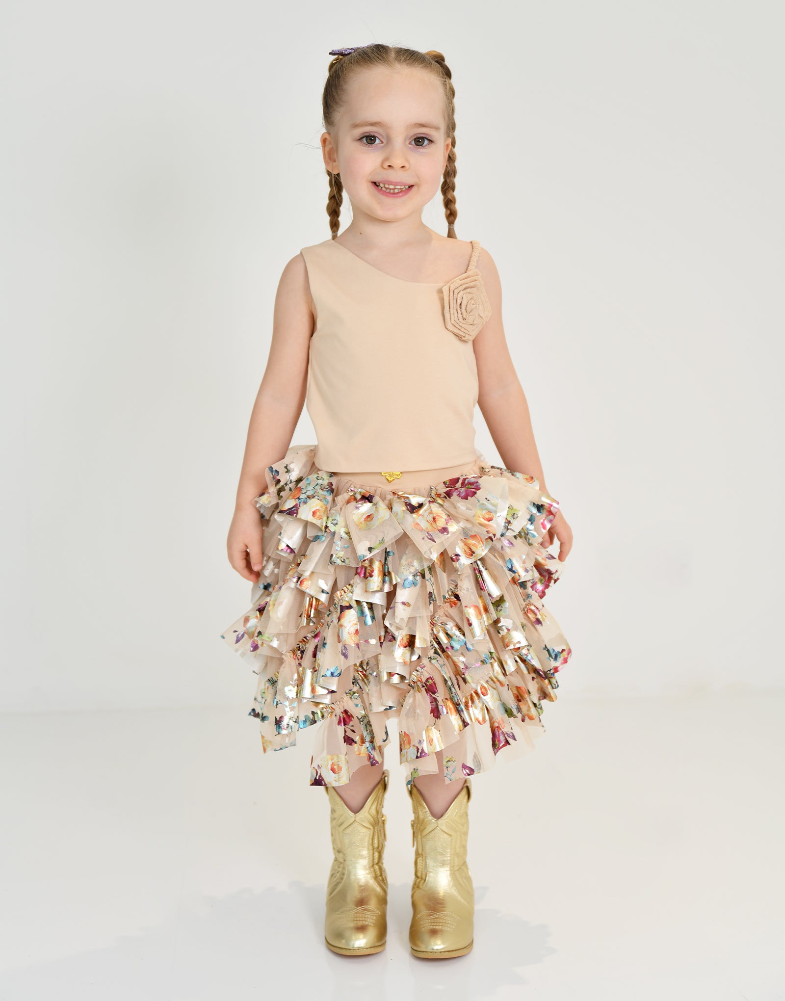 Cubist One Shoulder Top Gold