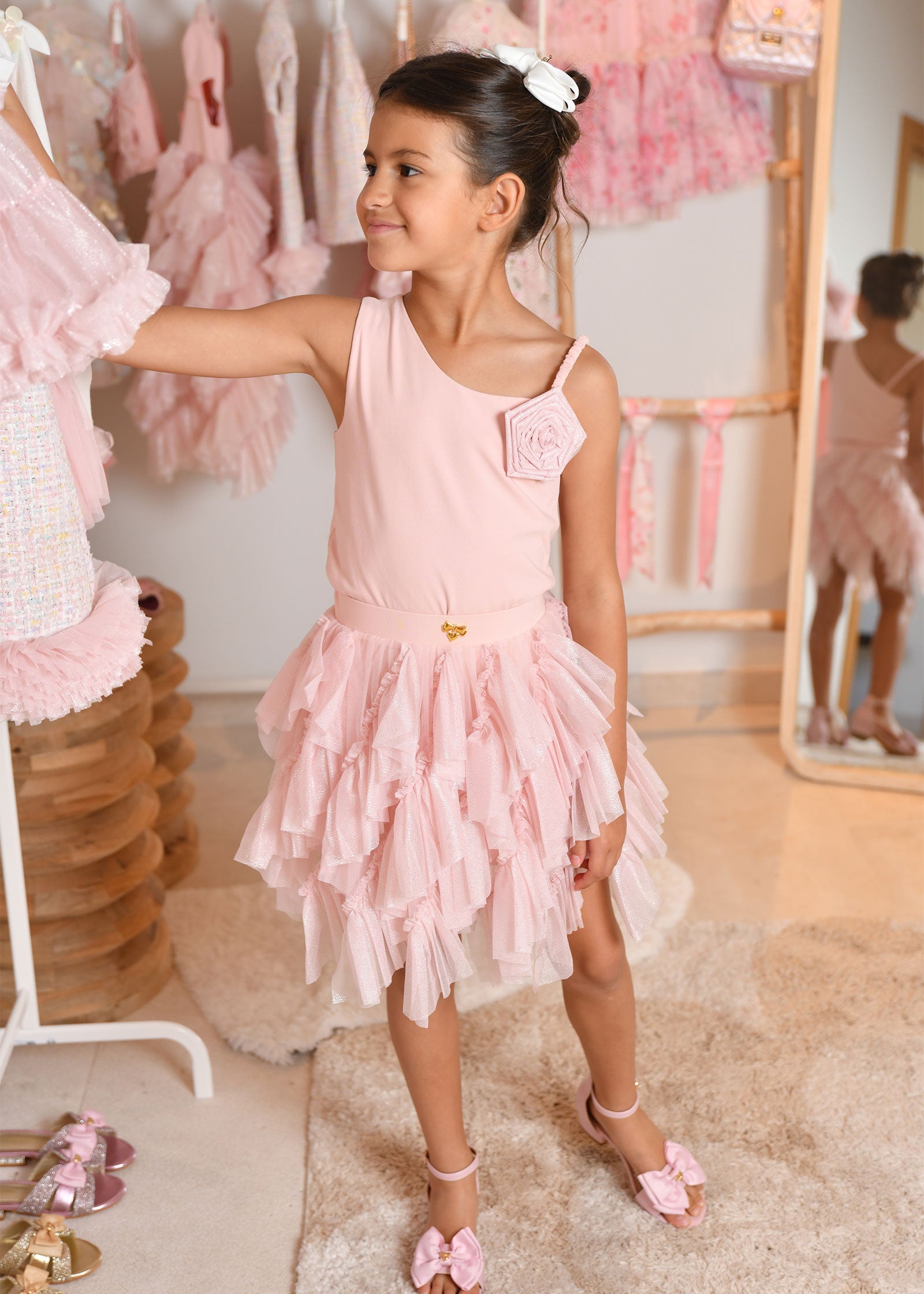 Cubist One Shoulder Top Sweet Blush