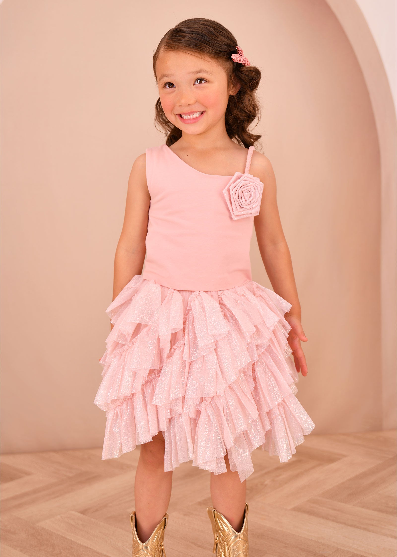 Cubist One Shoulder Top Sweet Blush