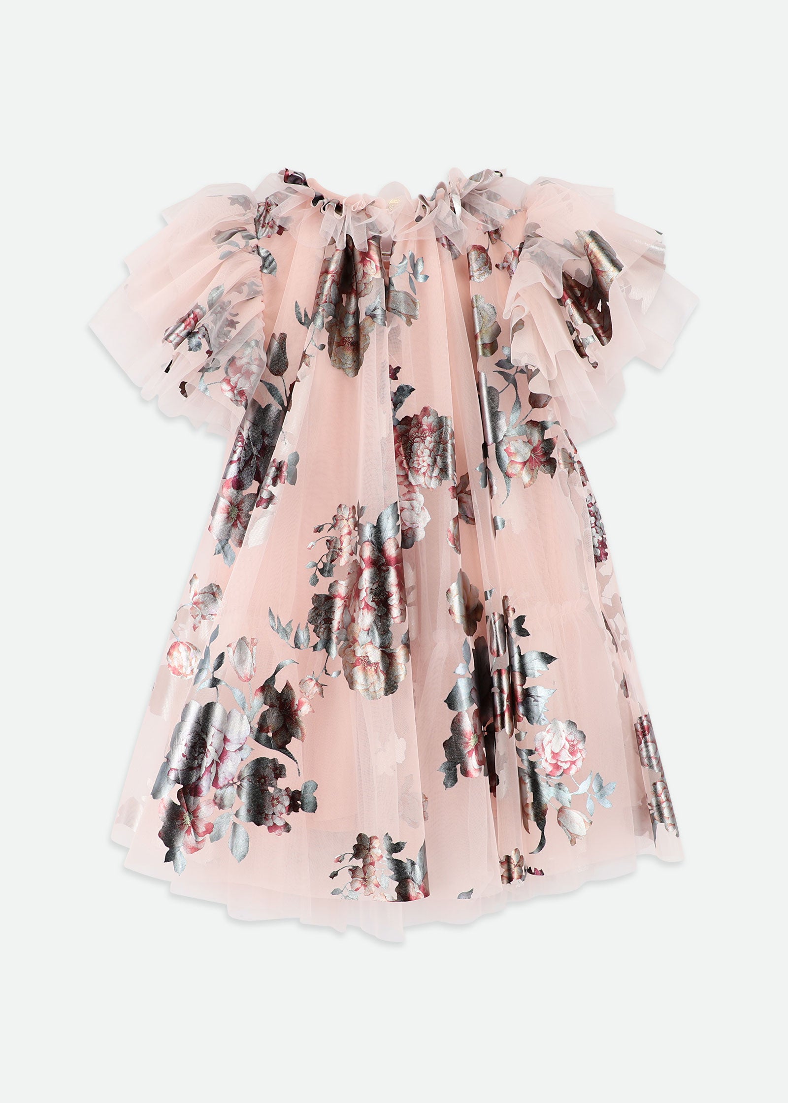 Darcey Foil Floral Print Dress Sweet Blush
