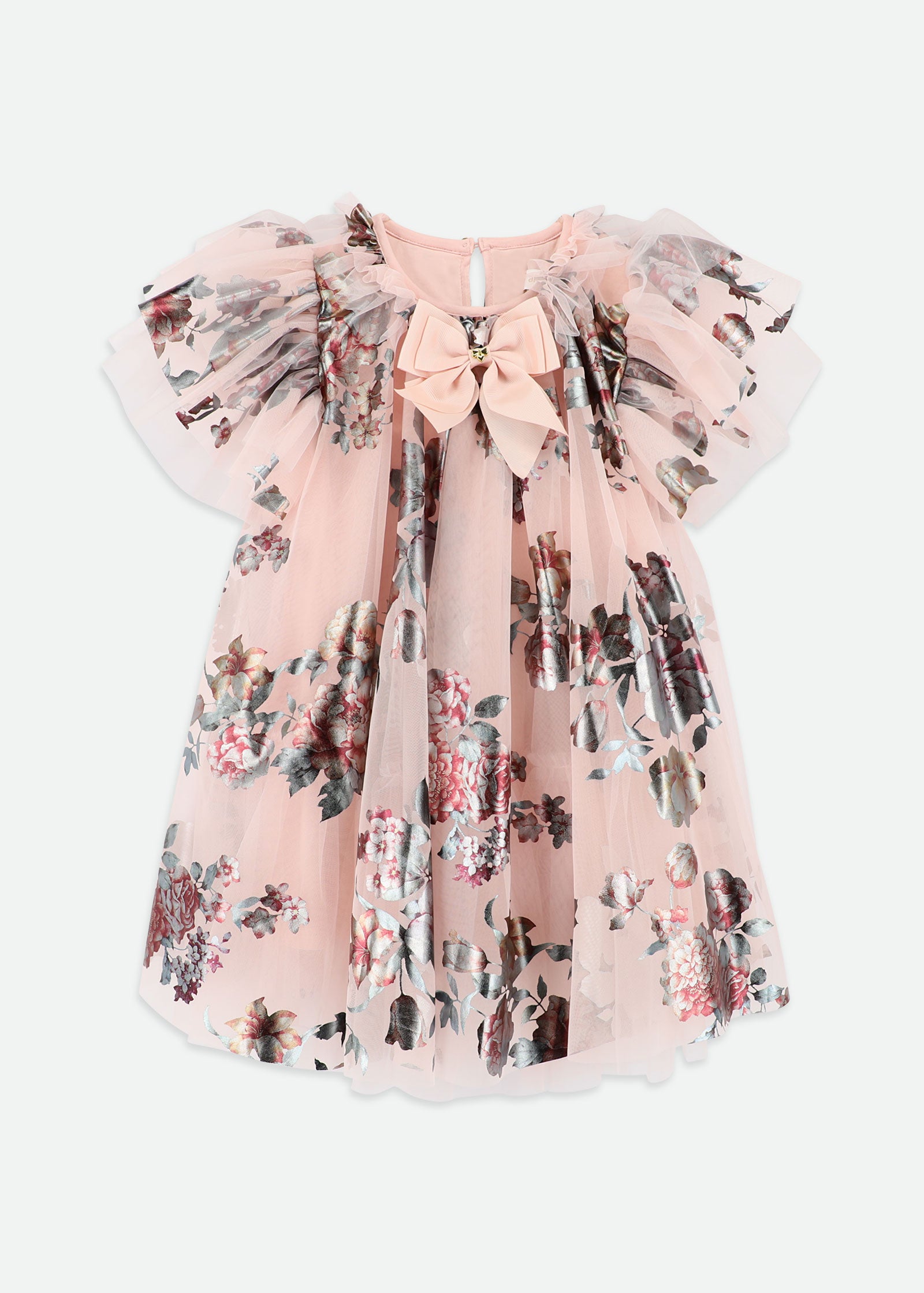 Darcey Foil Floral Print Dress Sweet Blush