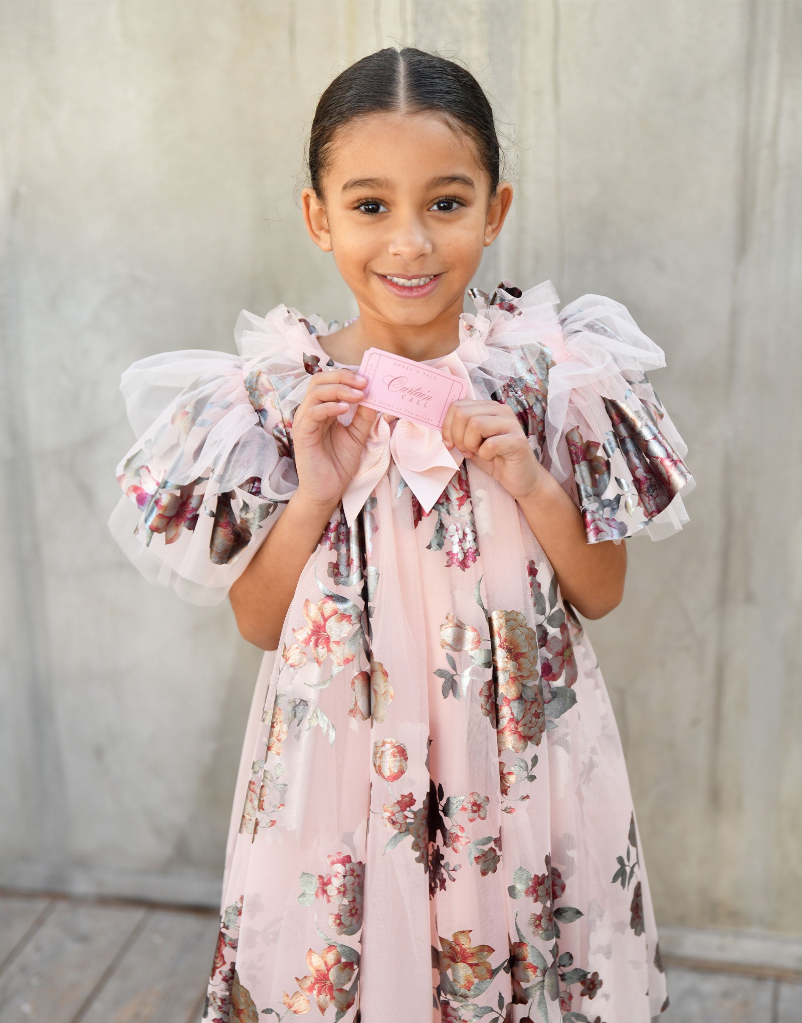 Darcey Foil Floral Print Dress Sweet Blush