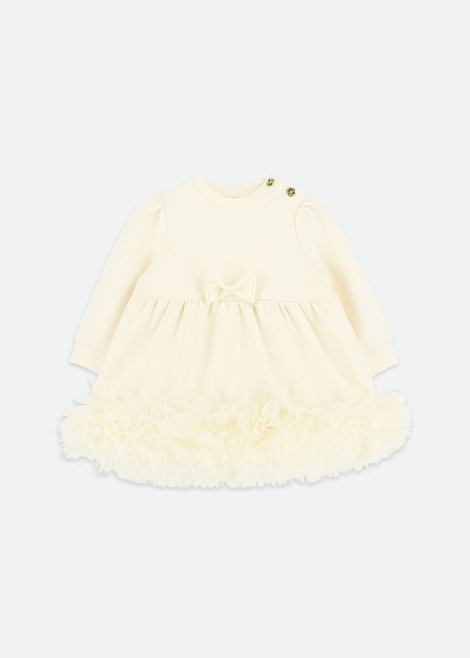 Dawn Tulle Trim Baby Dress Vanilla
