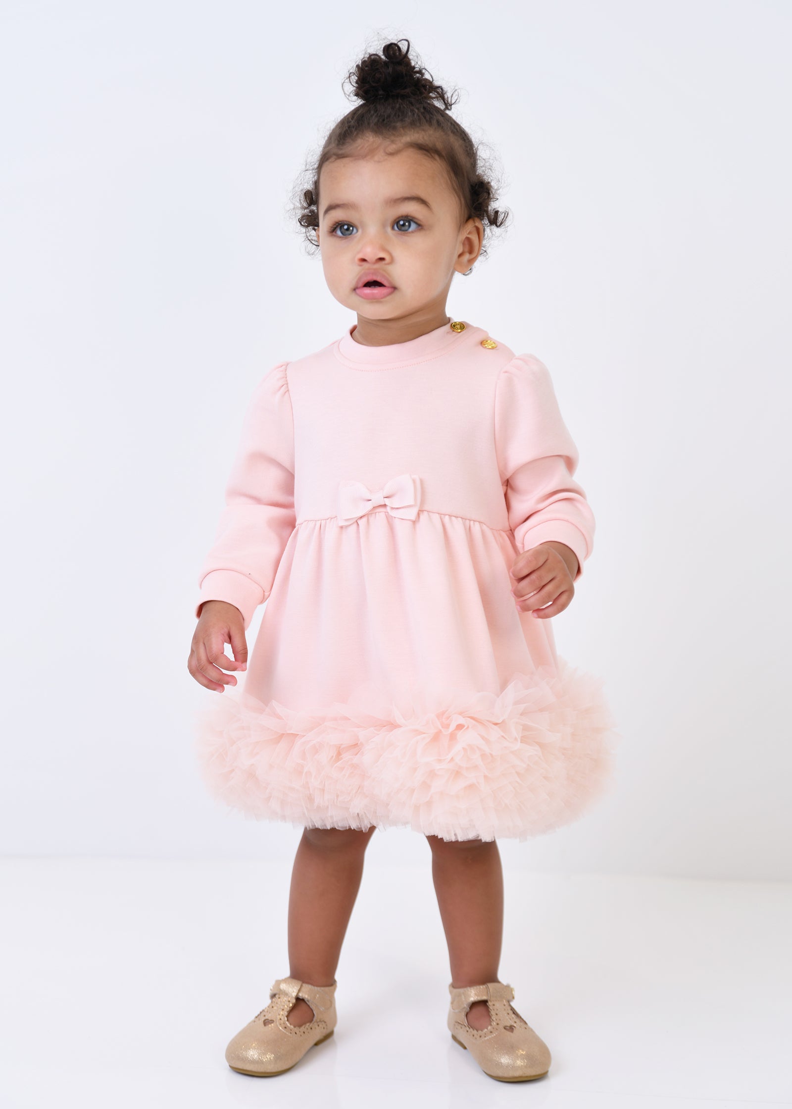 Dawn Tulle Trim Baby Dress Blush Pink