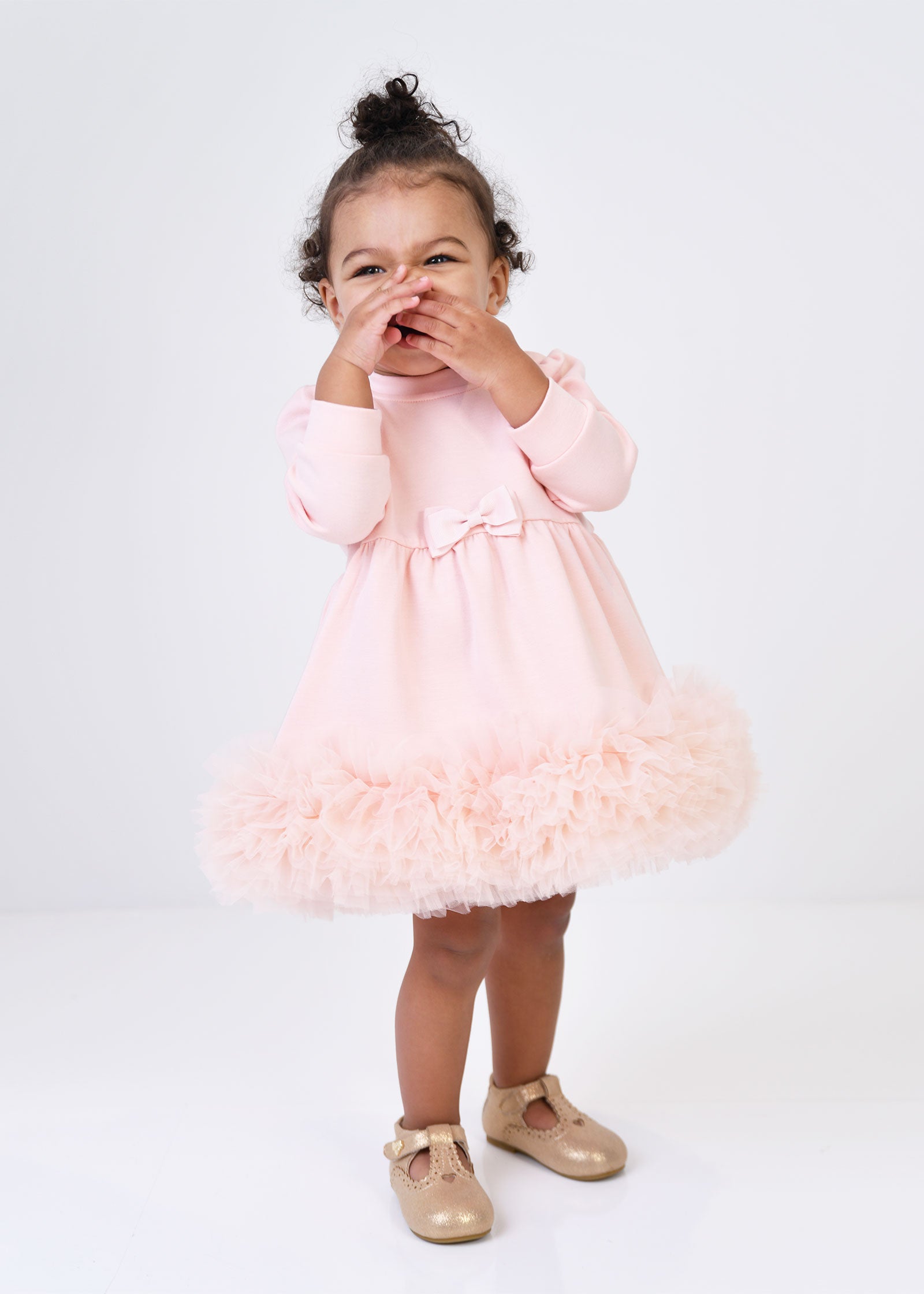 Dawn Tulle Trim Baby Dress Blush Pink