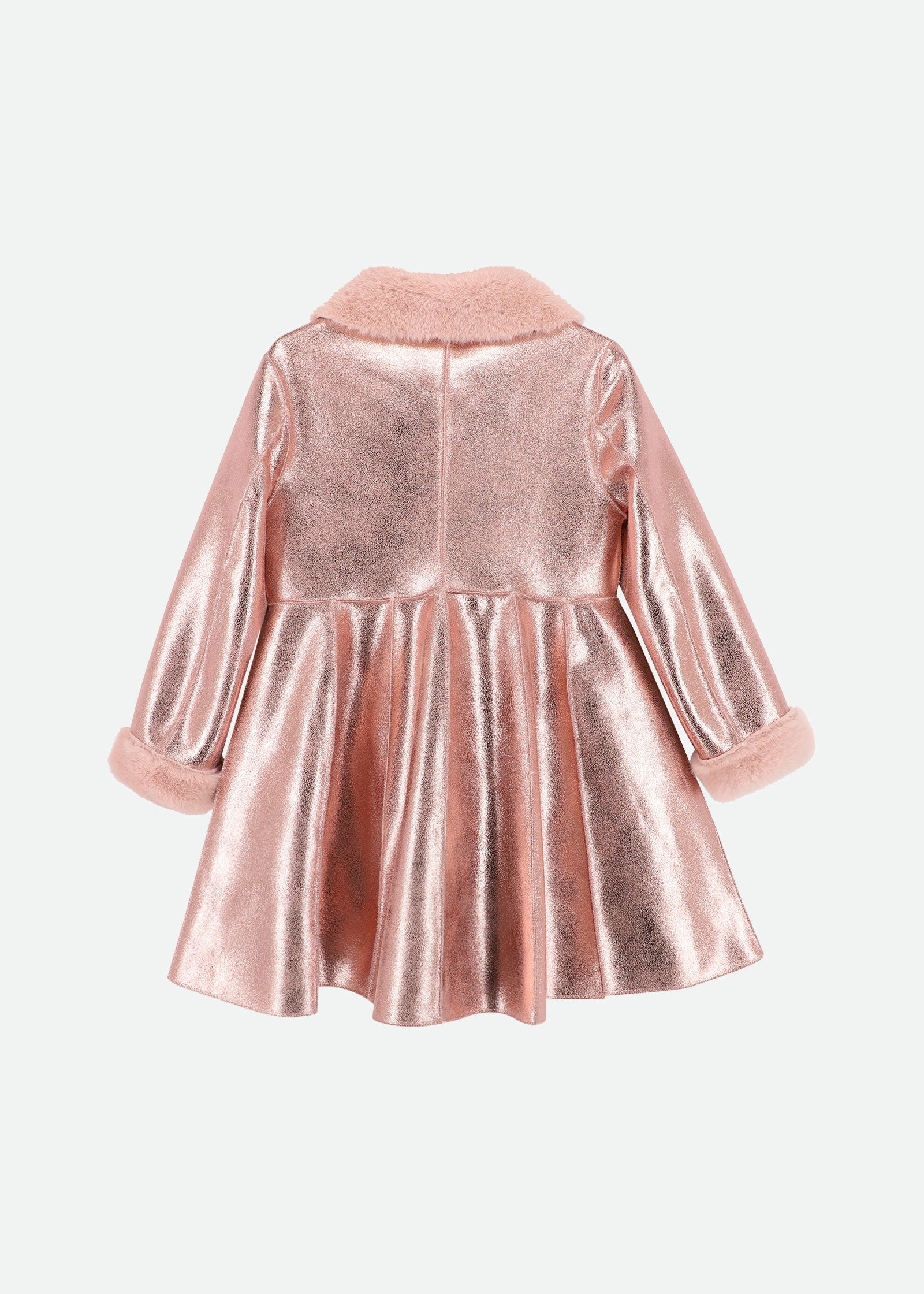 Dazzle Metallic Fur Long Coat Pink