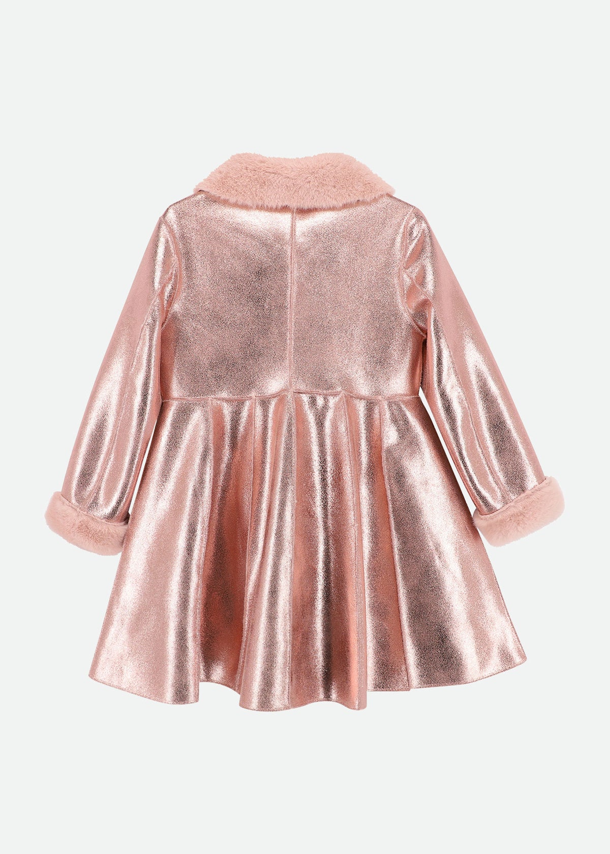 Dazzle Metallic Fur Long Coat Pink