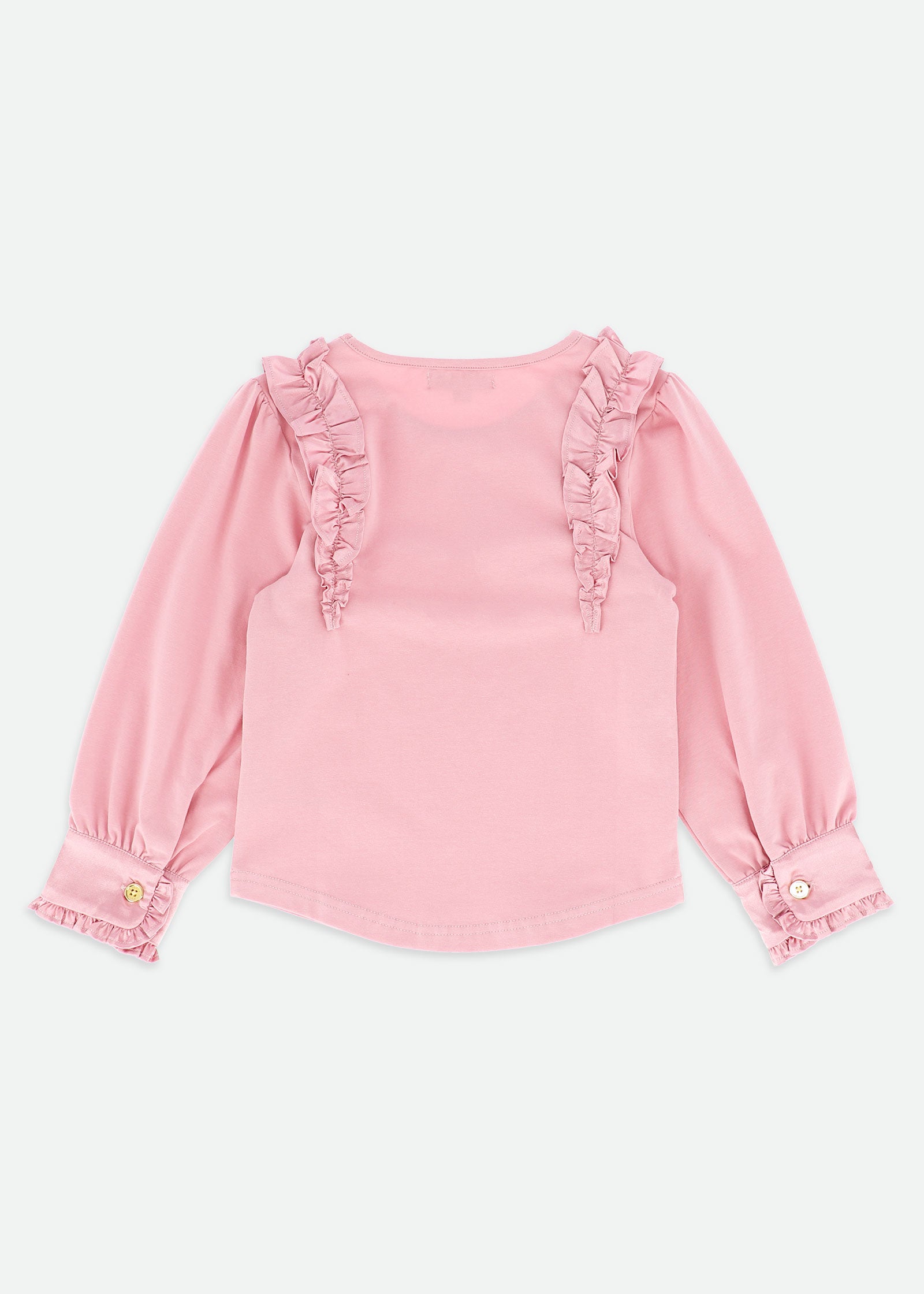 Deborah Satin Ruffle Top Tea Rose