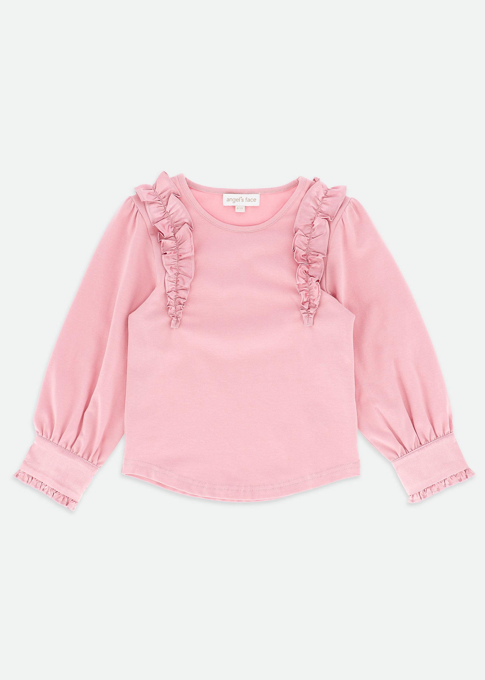 Deborah Satin Ruffle Top Tea Rose