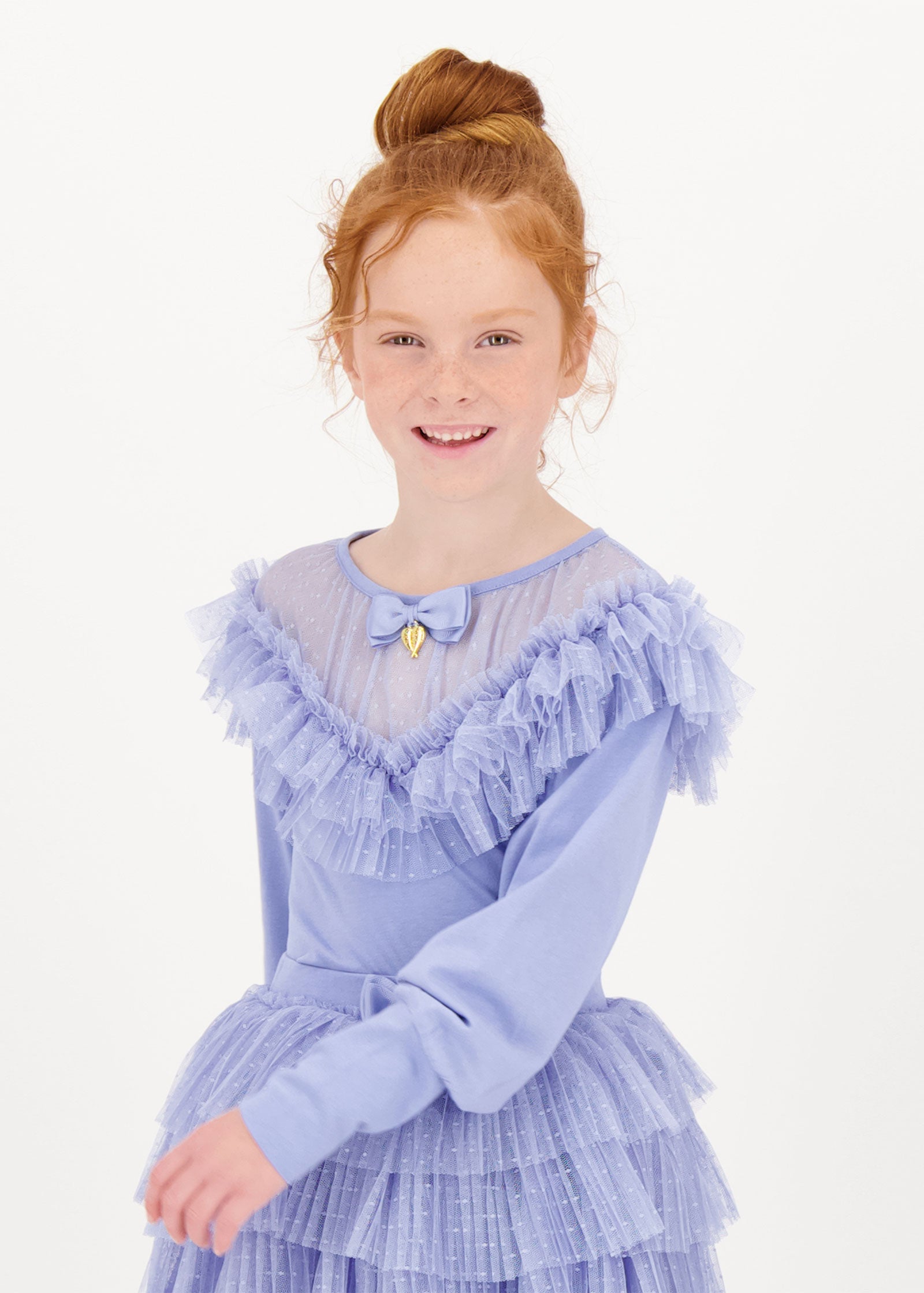 Deidre Spotted Tulle Top Lavender Blue